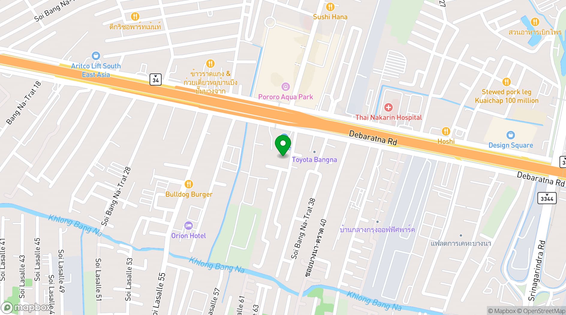 Map showing Bangkok International Trade & Exhibition Centre (BITEC)