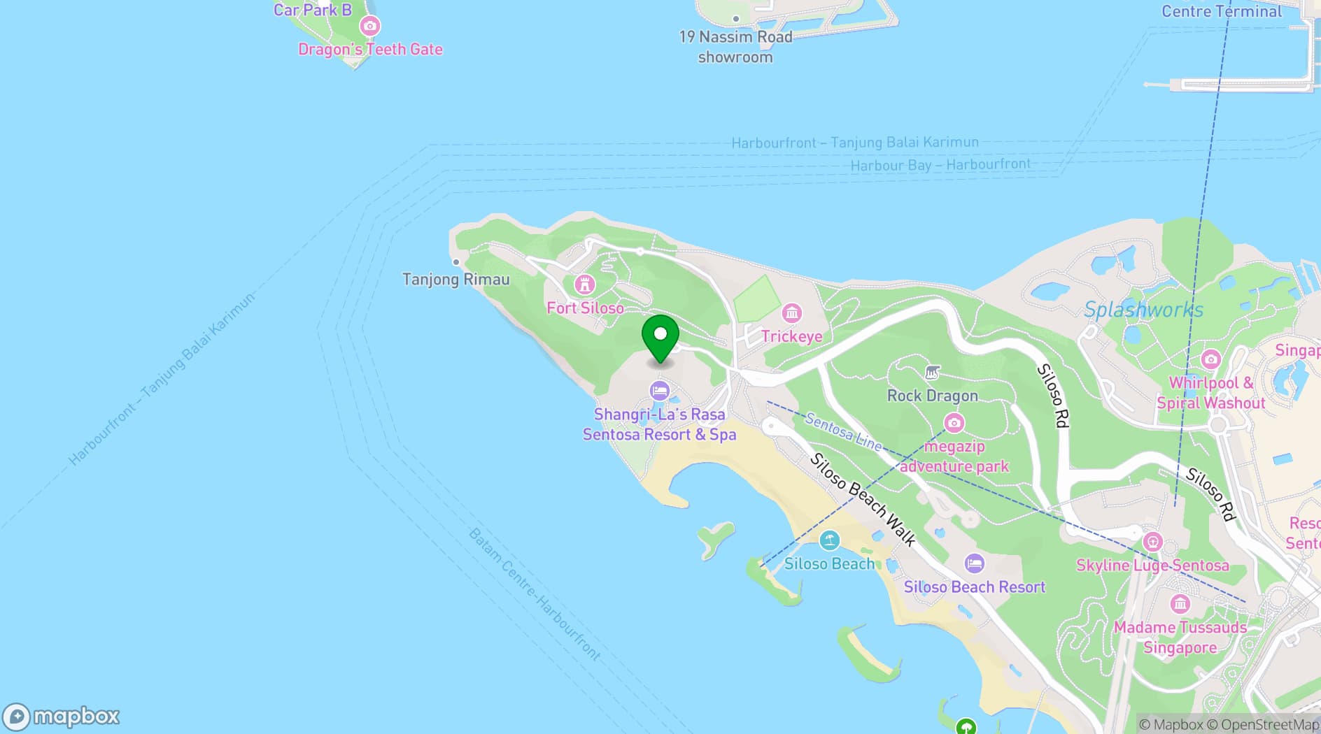 Map showing Shangri-La Rasa Sentosa Resort & Spa