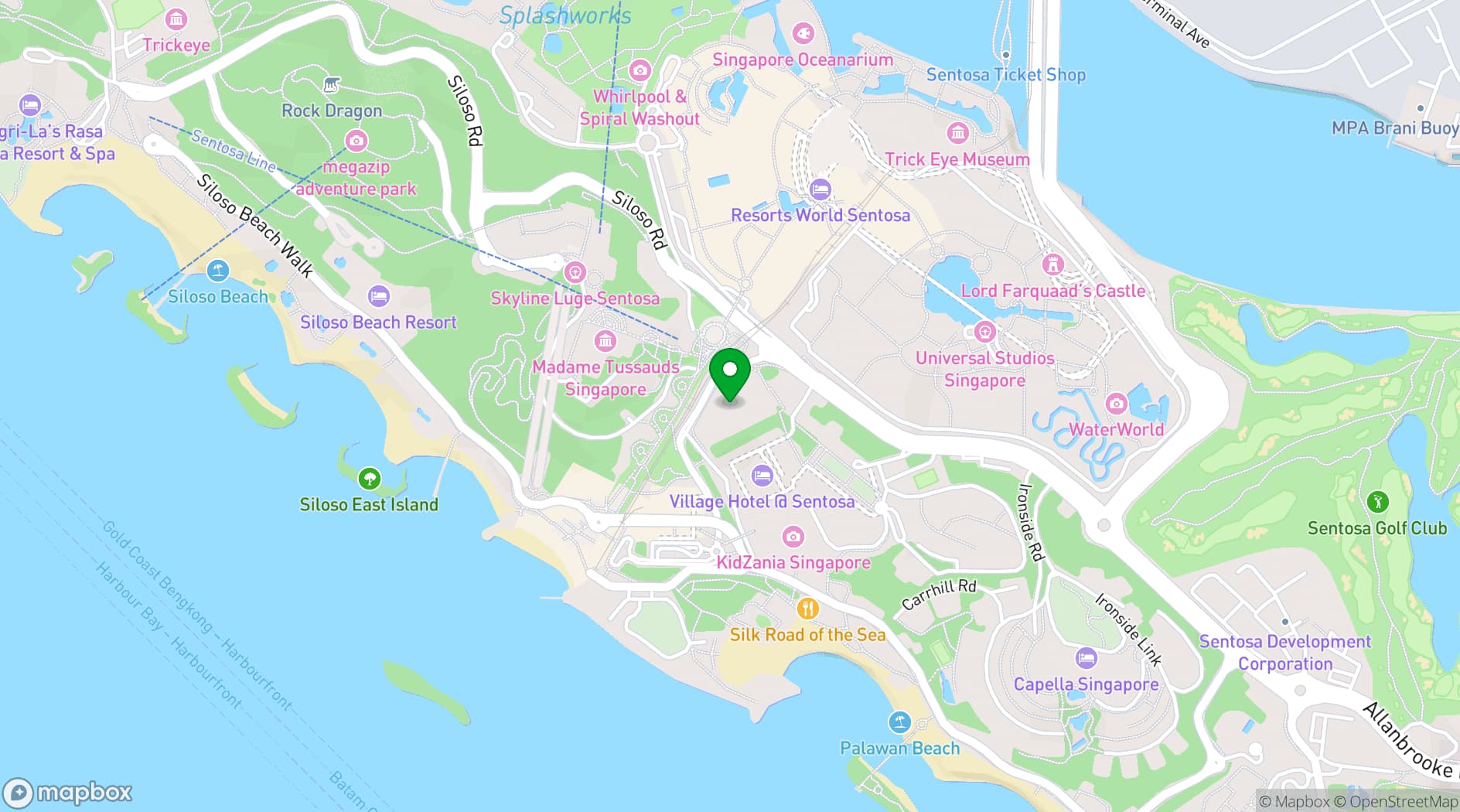 Map showing Oasia Resort Sentosa