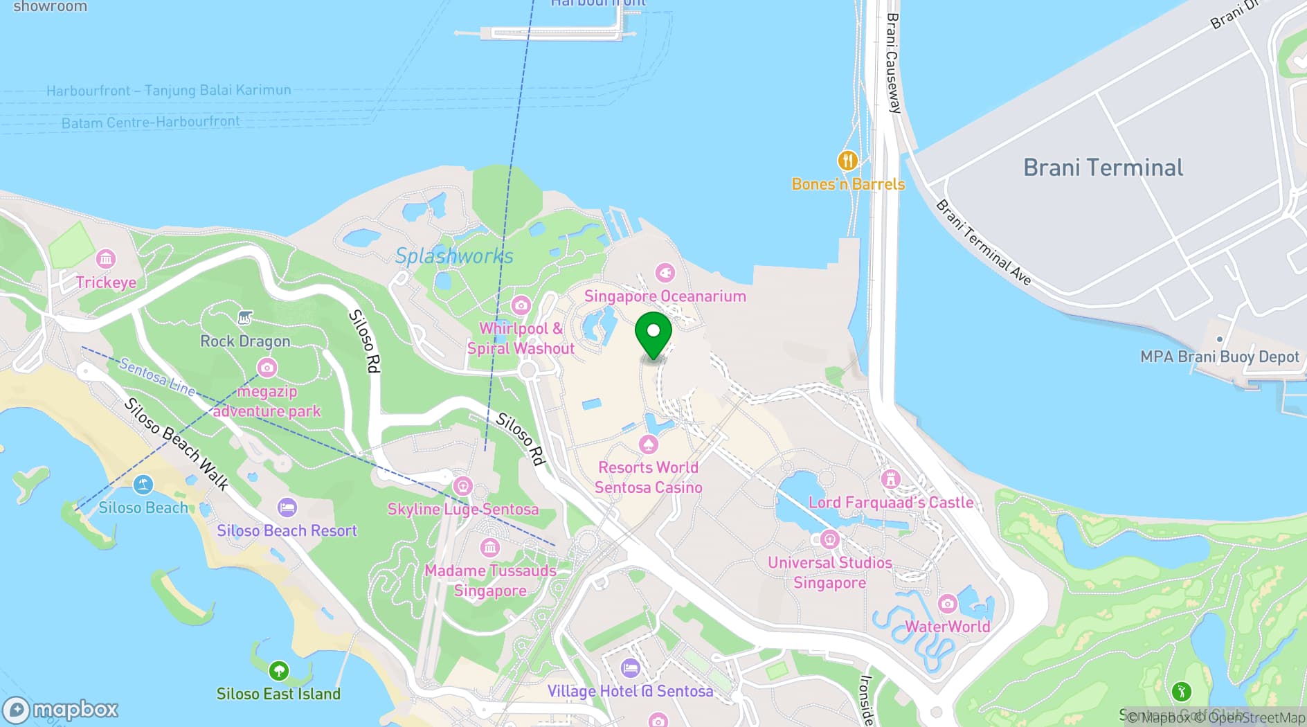 Map showing Shangri-La Rasa Sentosa, Singapore