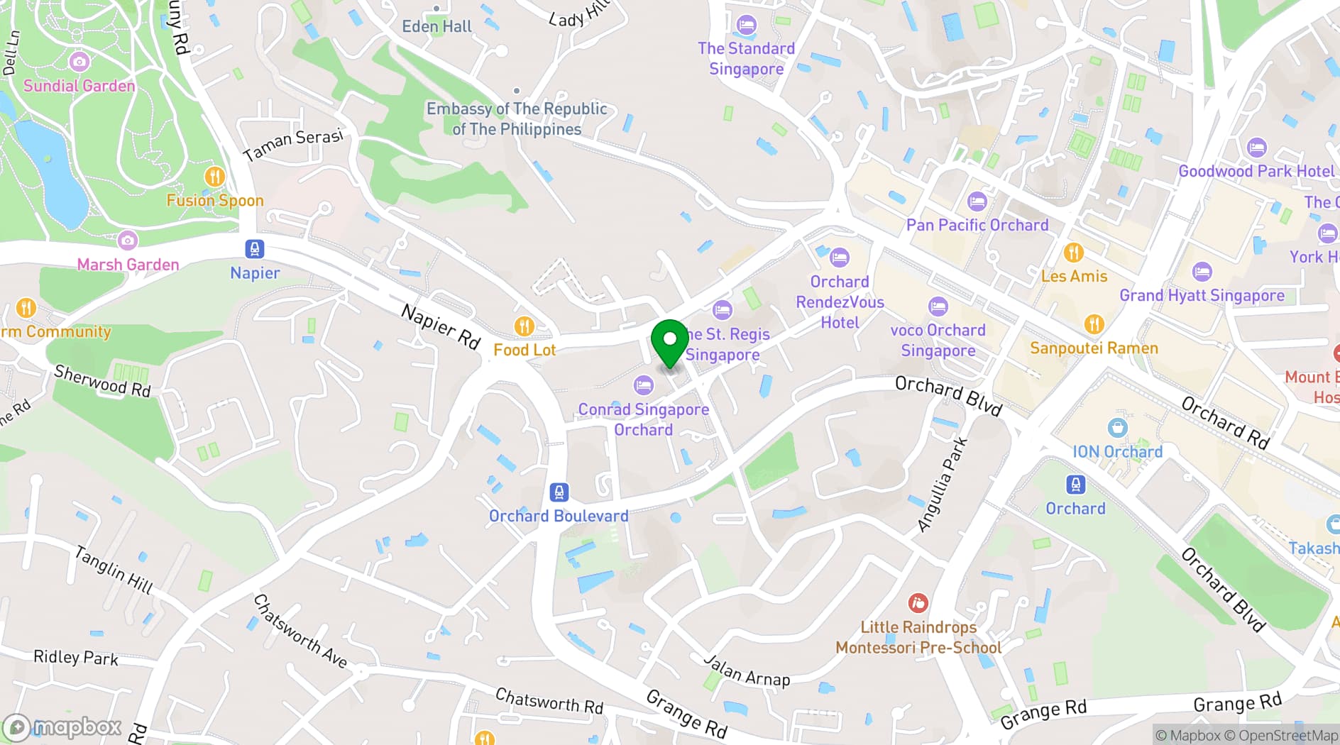 Map showing Conrad Singapore Orchard
