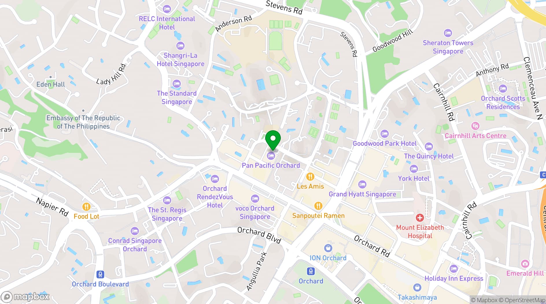 Map showing Pan Pacific Orchard