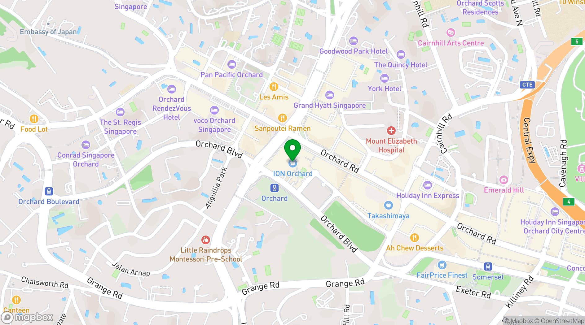 Map showing ION Sky