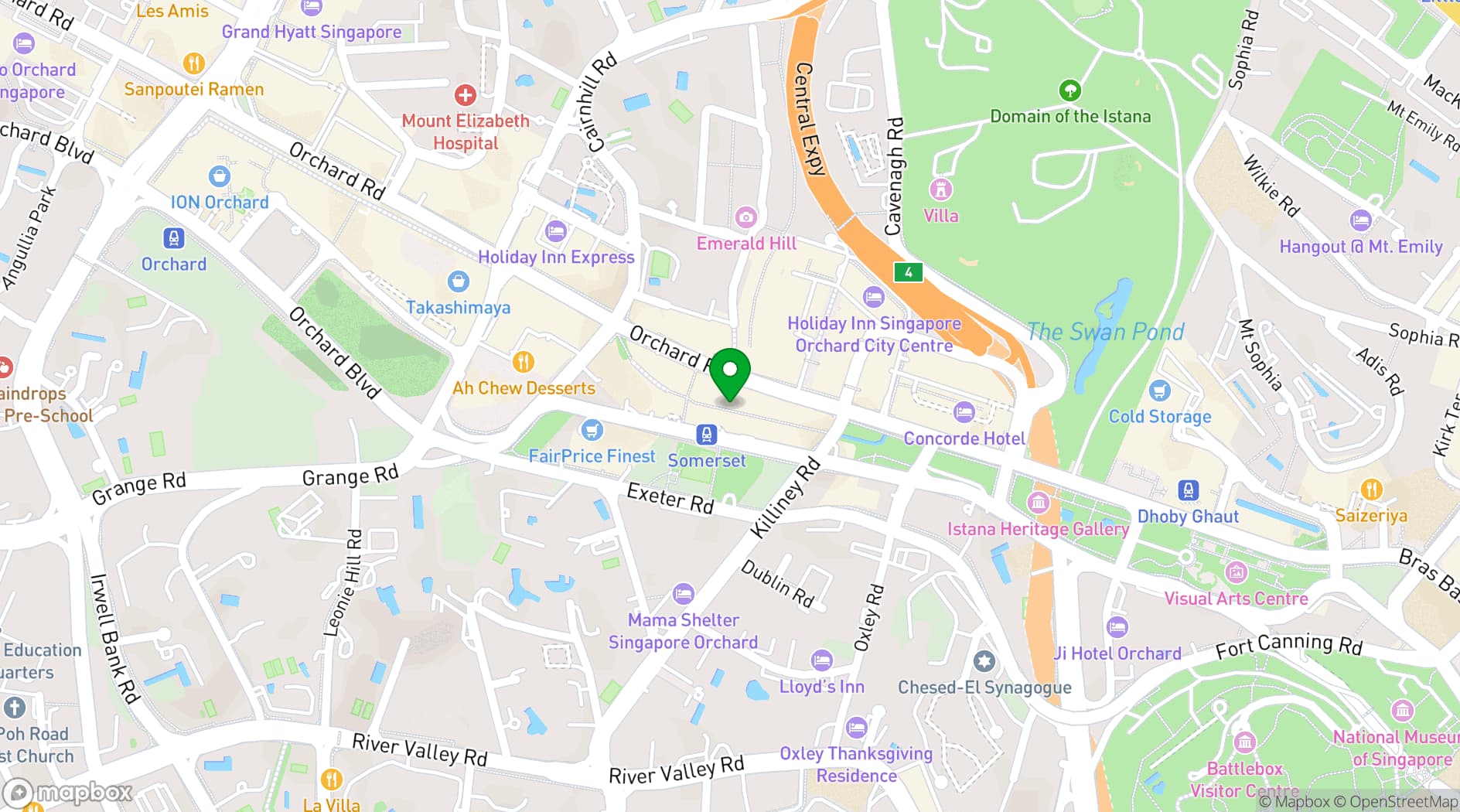 Map showing JEN Singapore Orchardgateway