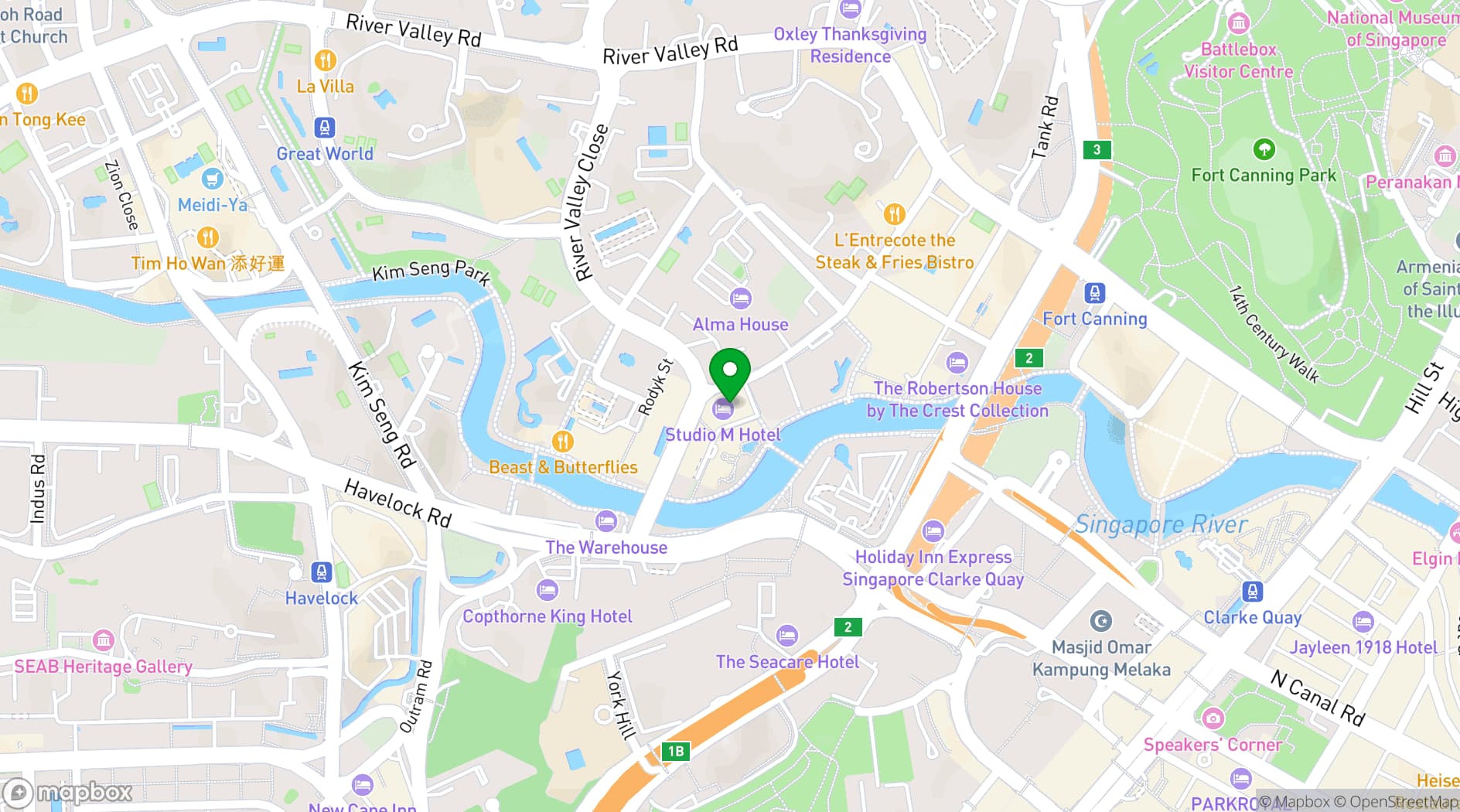 Map showing Studio M Hotel