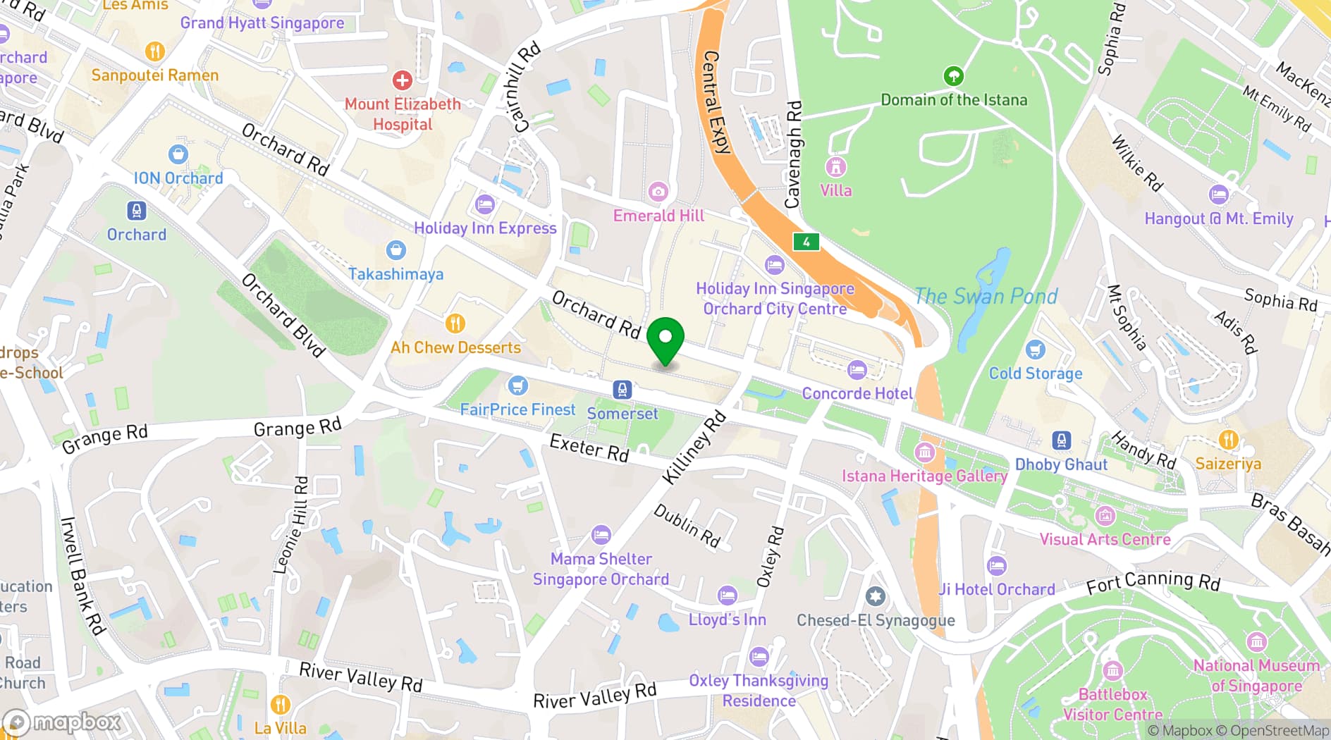Map showing Hotel Jen Orchardgateway Singapore