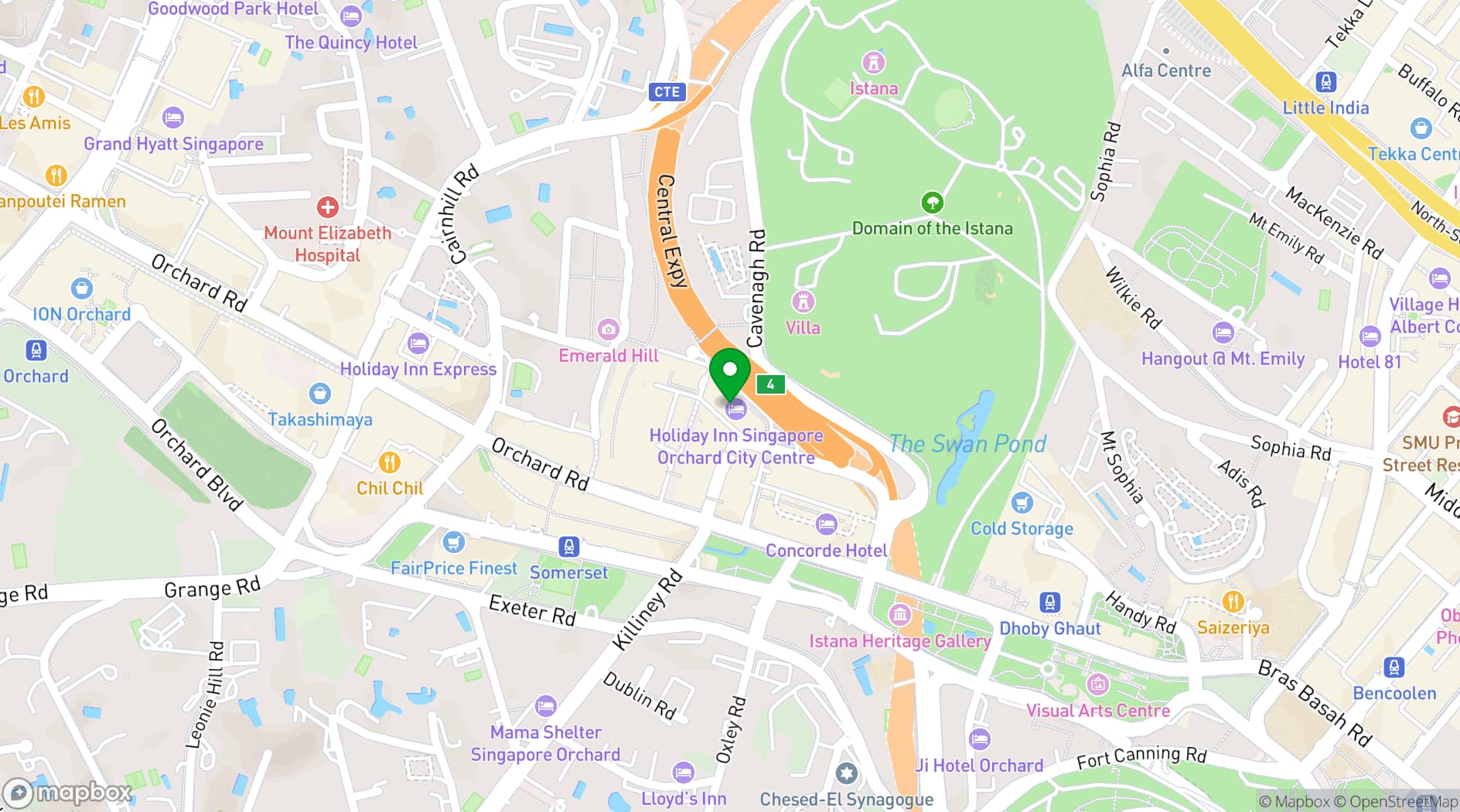Map showing Holiday Inn Singapore Orchard City Centre