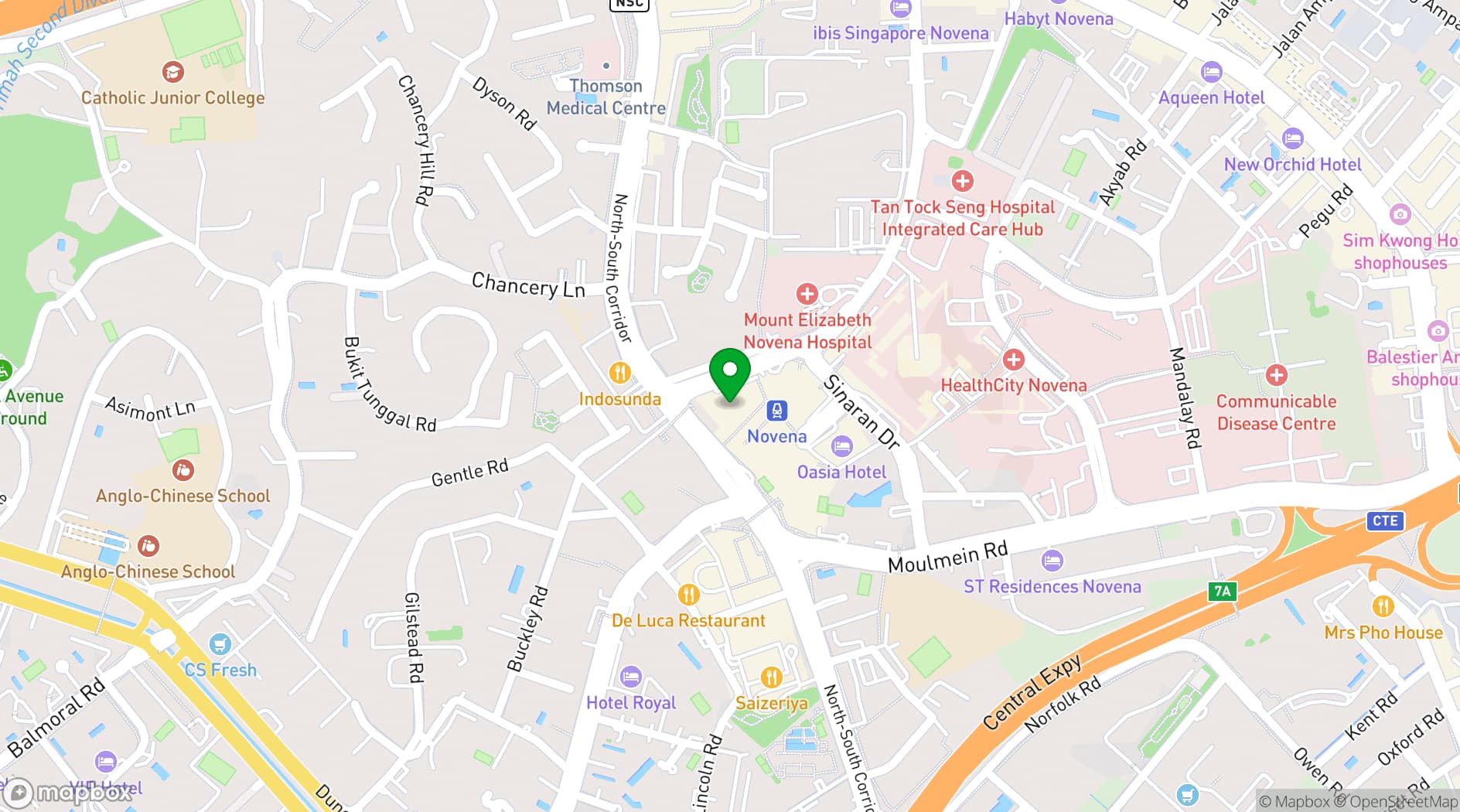 Map showing Courtyard Singapore Novena