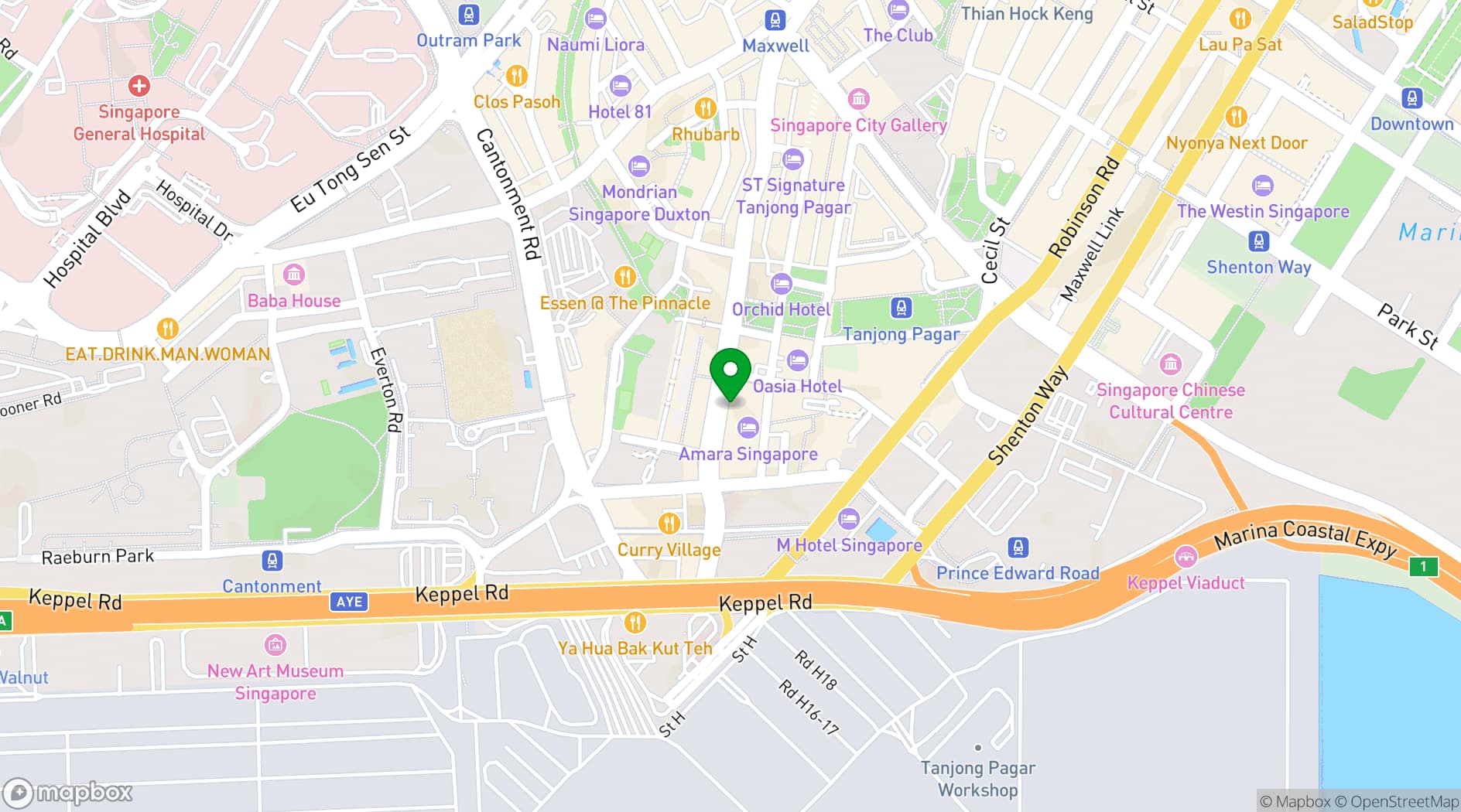 Map showing Amara Singapore