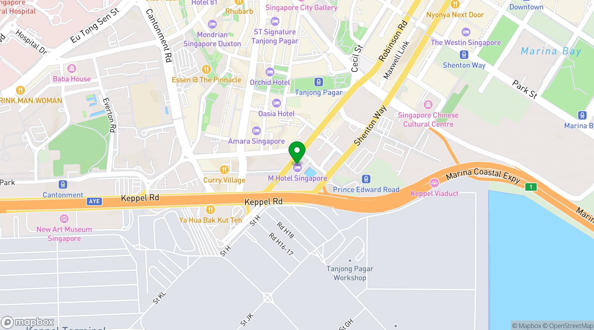 Map showing M Hotel Singapore City Centre