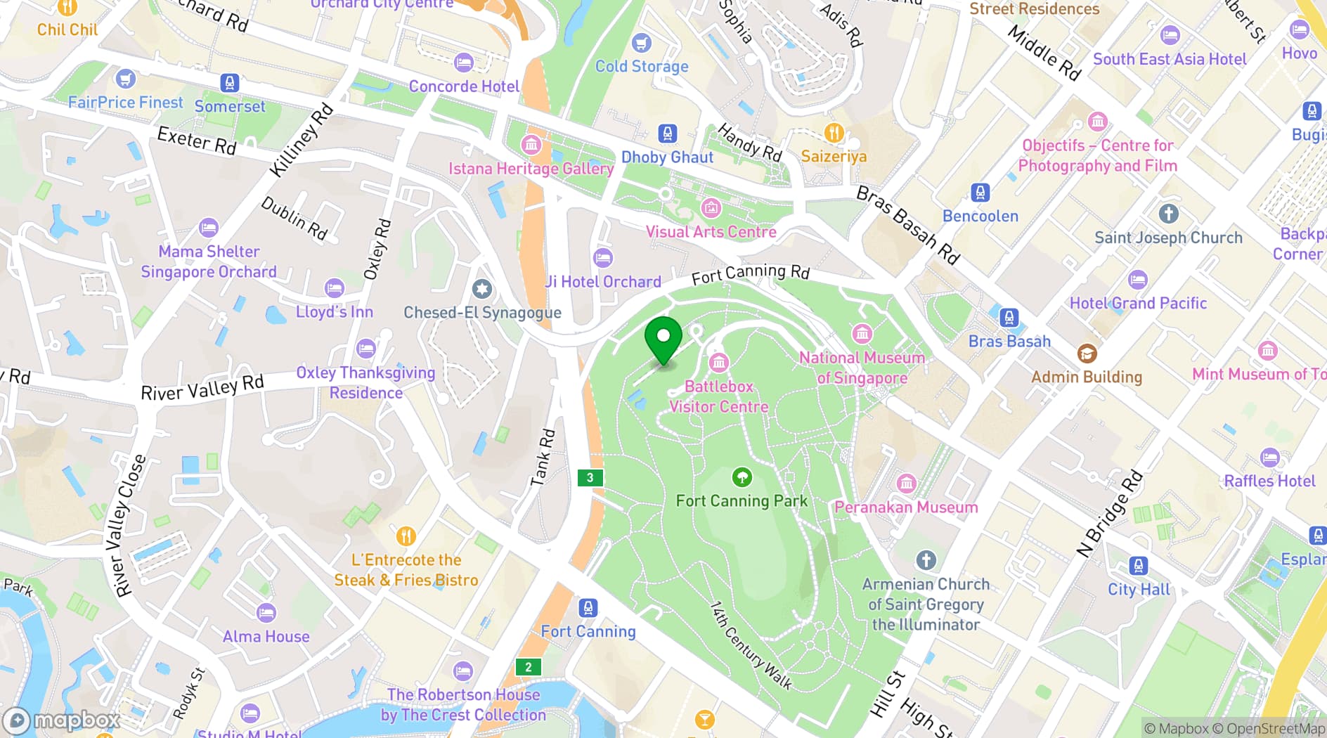 Map showing Hotel Fort Canning
