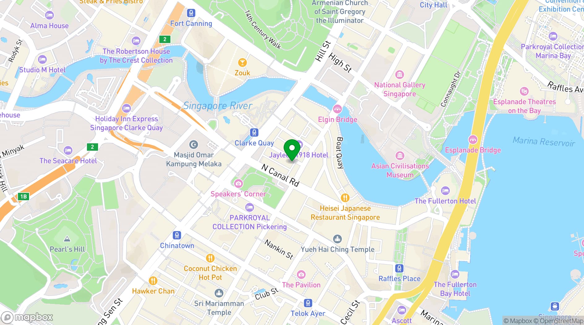 Map showing Hotel Bencoolen @ Hong Kong Street