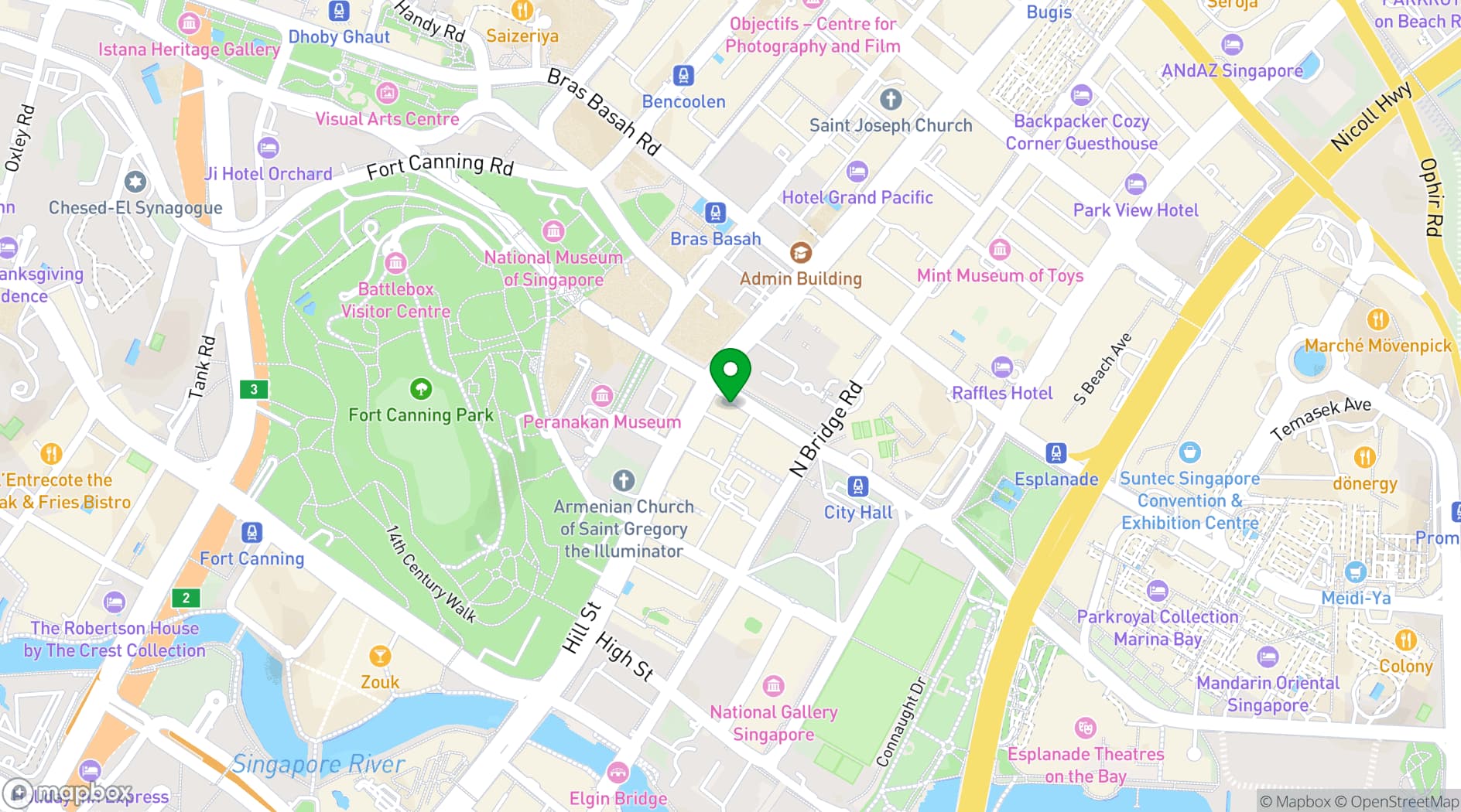 Map showing The Capitol Kempinski Hotel Singapore