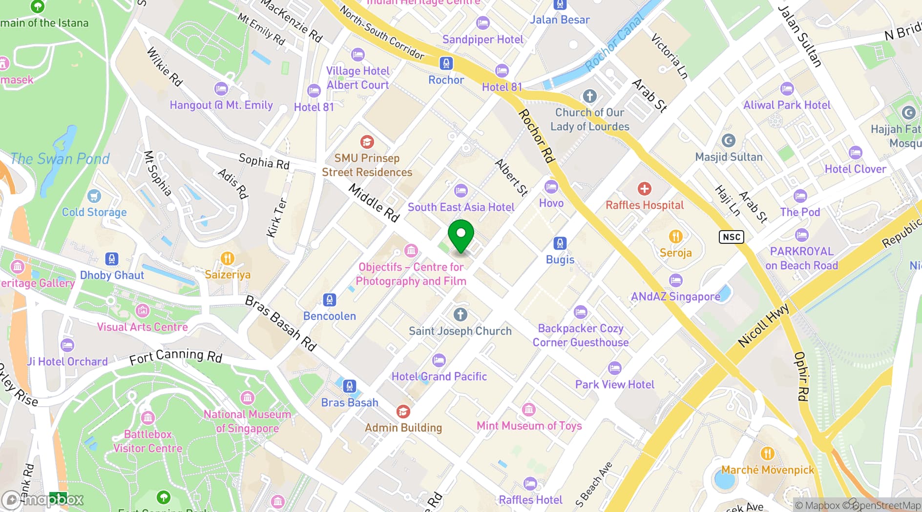 Map showing Mercure Singapore Bugis
