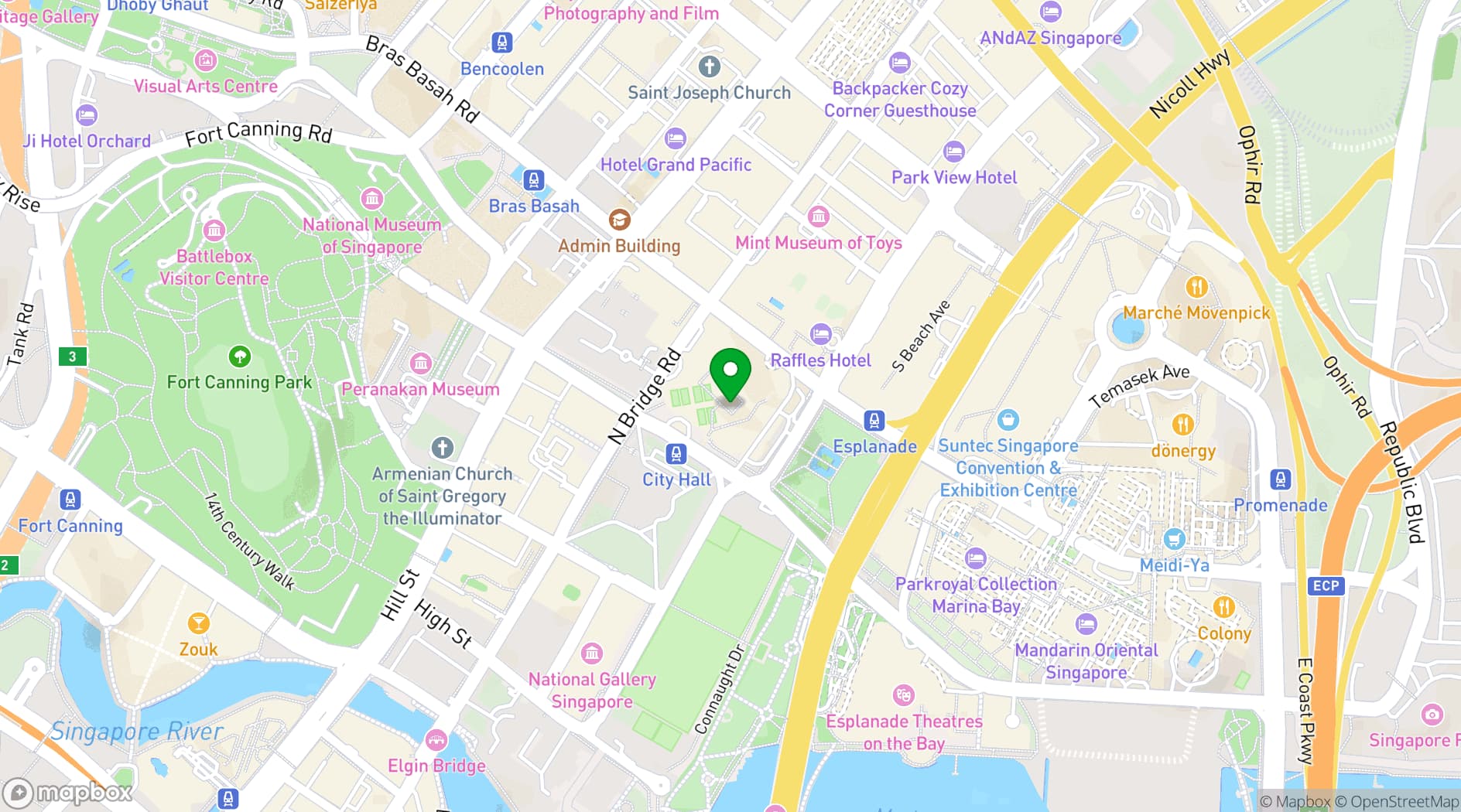 Map showing Swissotel The Stamford, Singapore