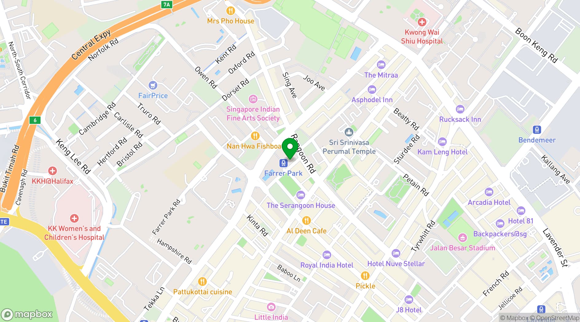 Map showing One Farrer Hotel