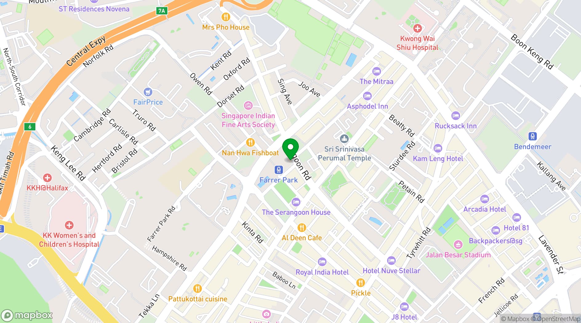 Map showing The Nest at One Farrer