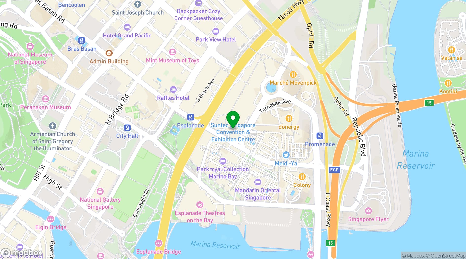 Map showing World Uni Expo @ Suntec