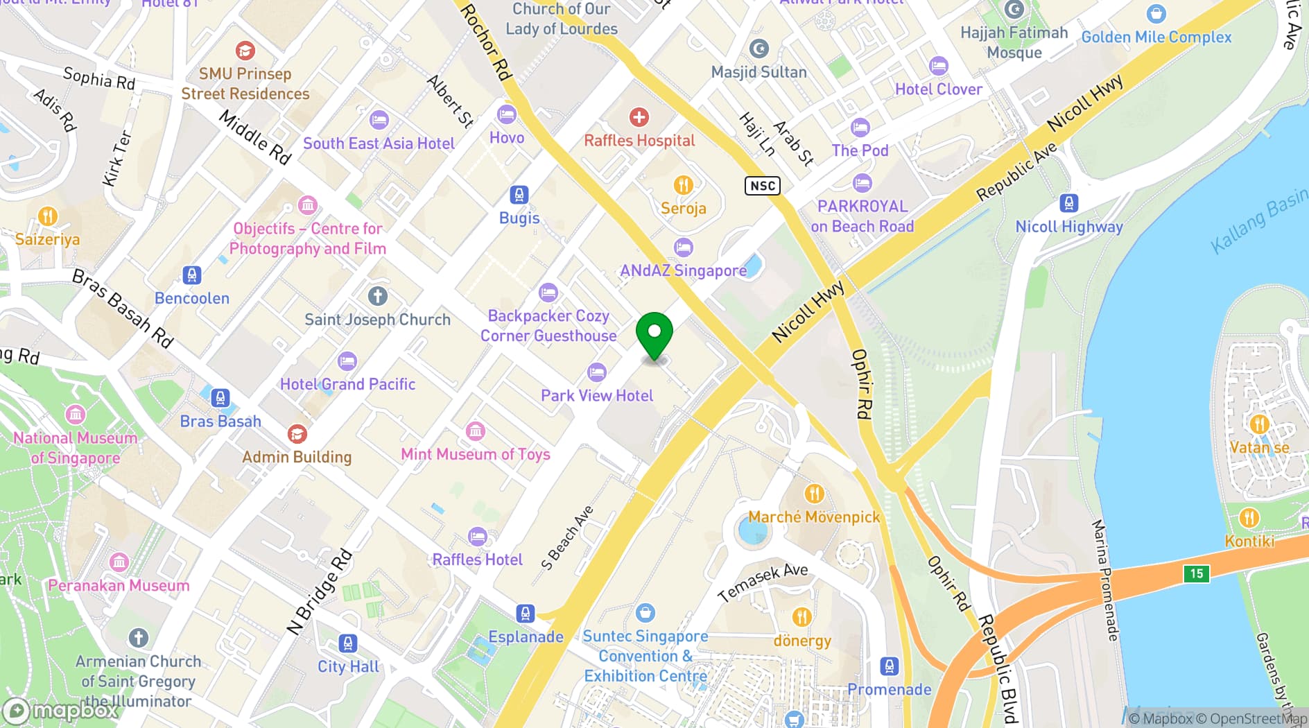 Map showing Flutes Restaurant