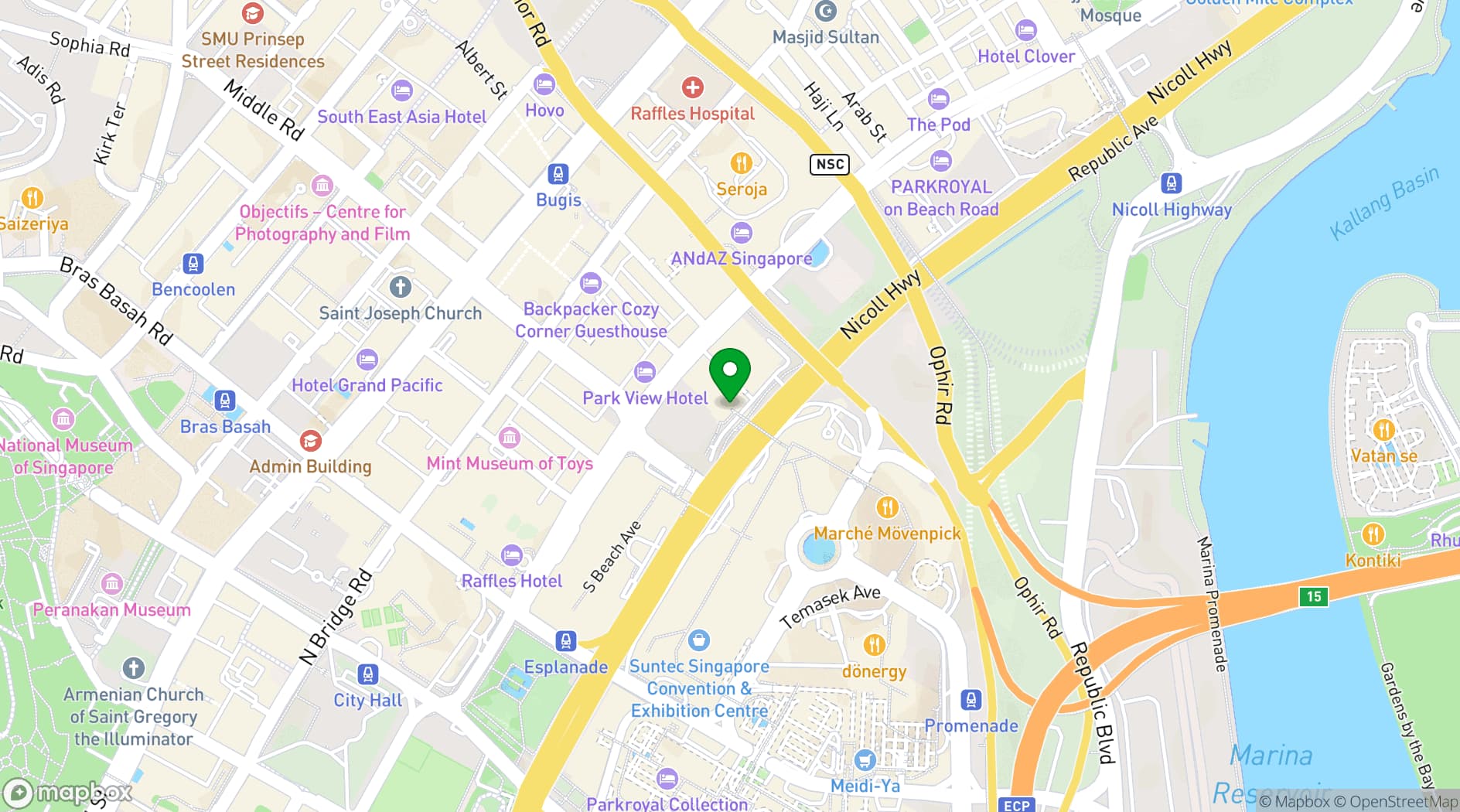 Map showing Guoco Midtown Network Hub