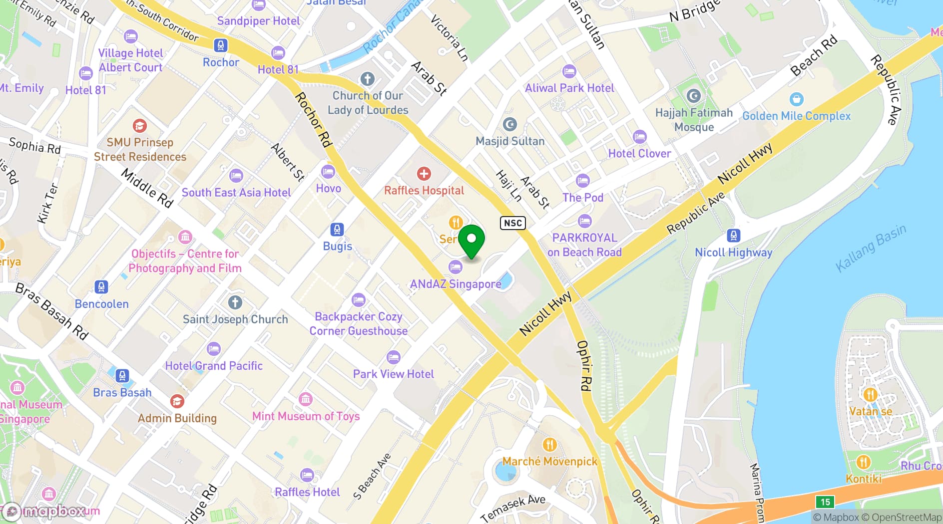 Map showing Andaz Singapore