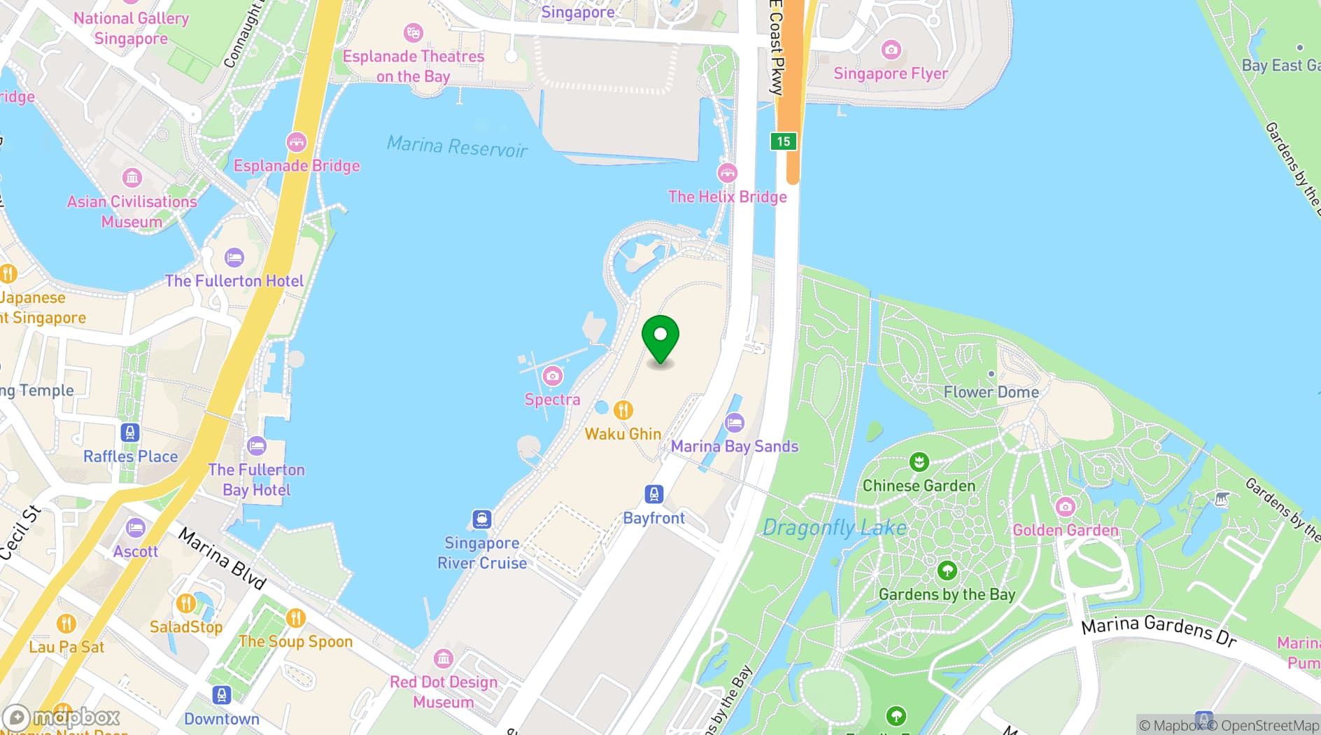 Map showing Marina Bay Sands