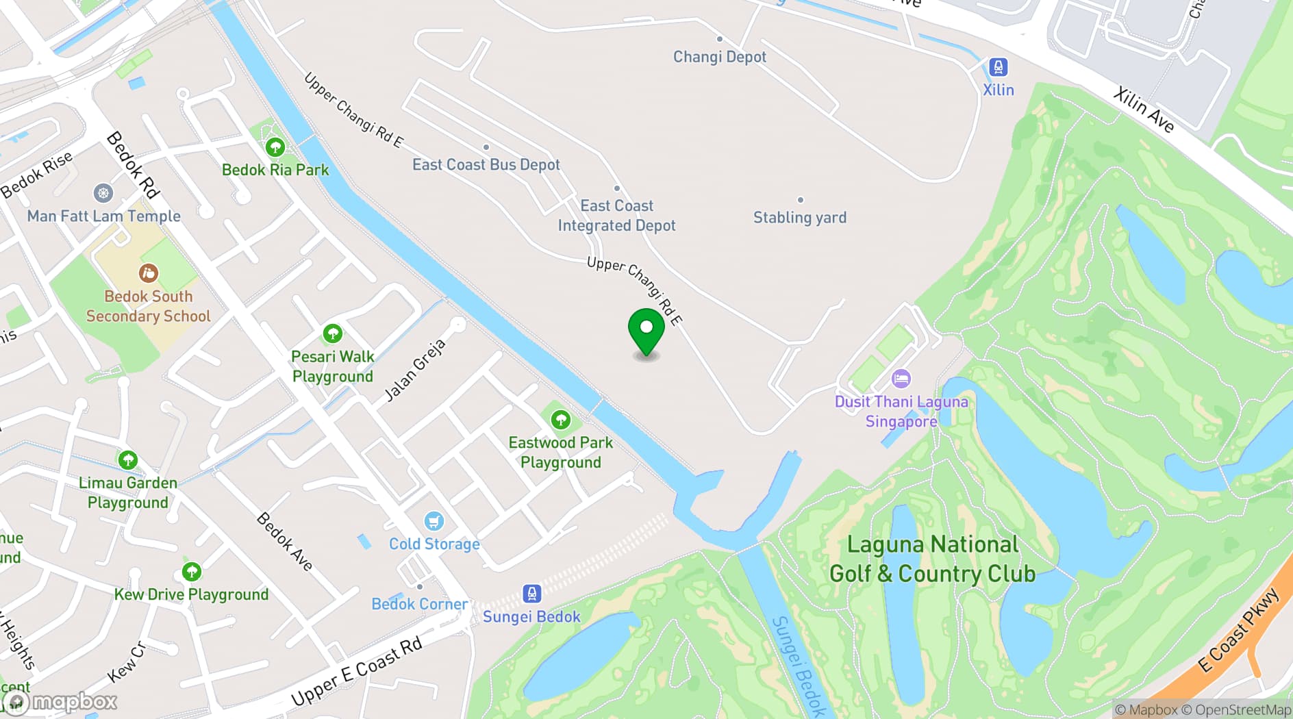 Map showing NEWater Visitor Centre