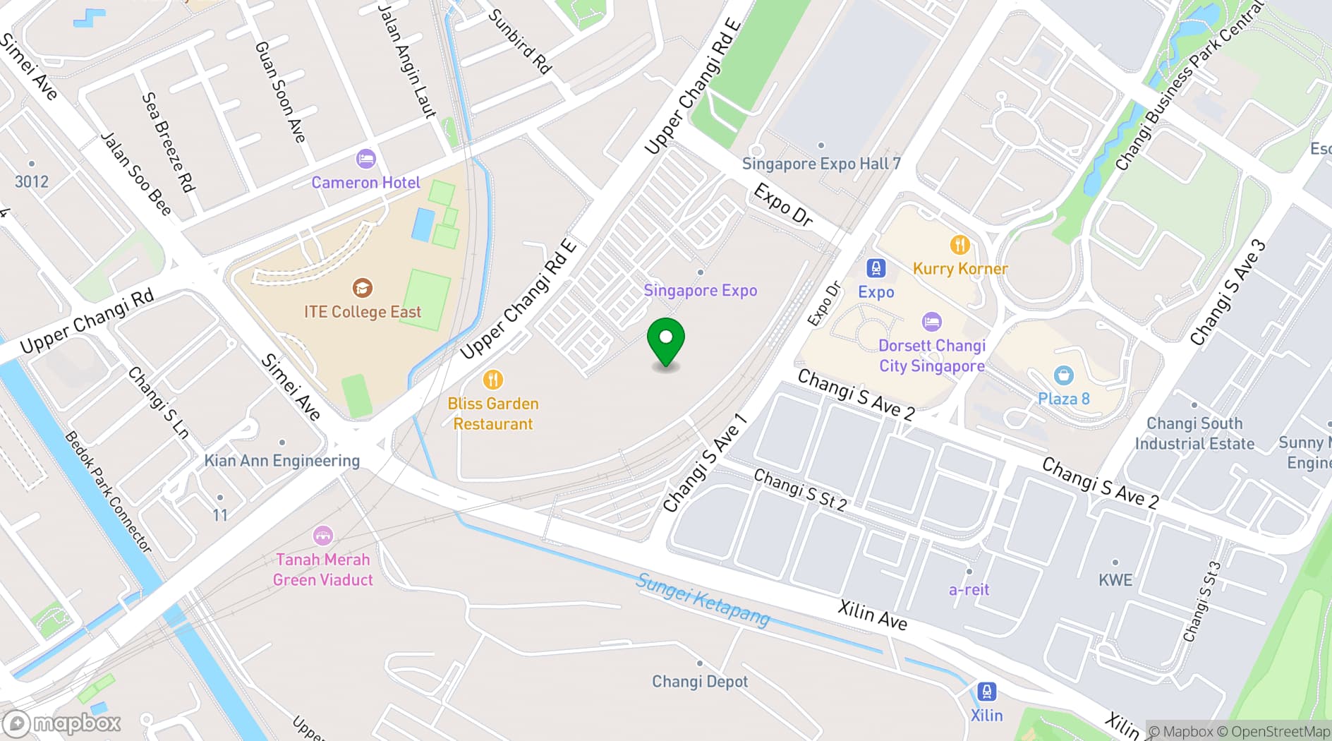 Map showing Singapore EXPO