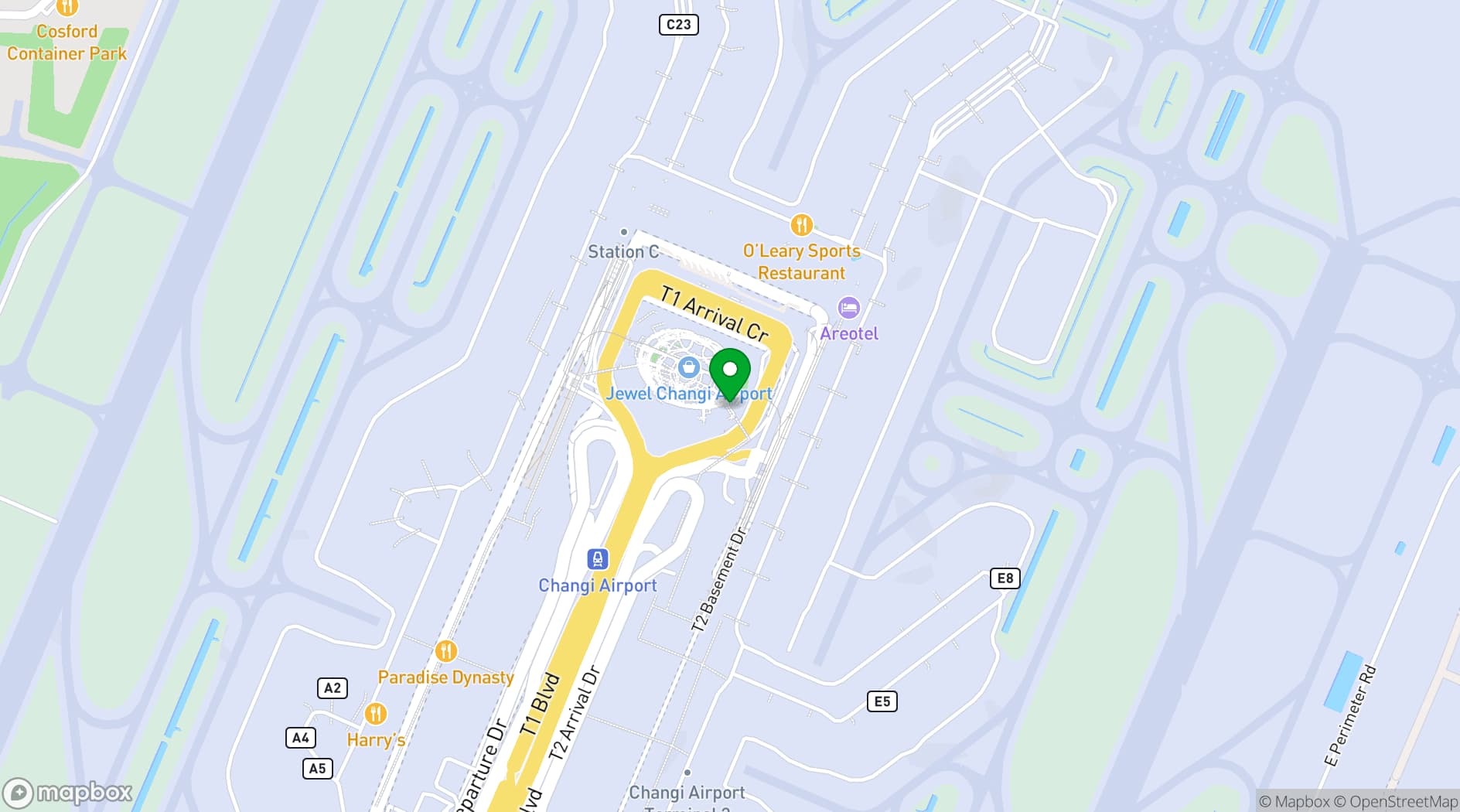 Map showing Jewel Changi Airport
