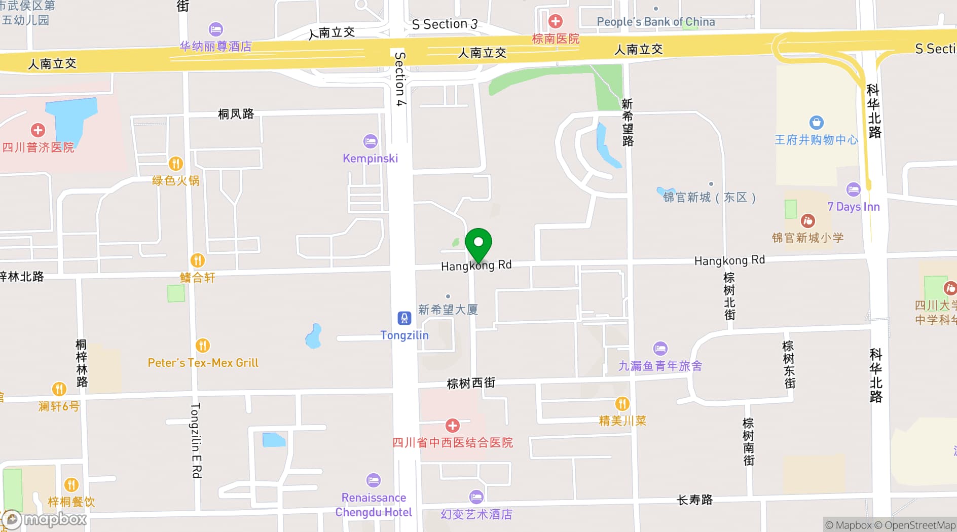 Map showing Kempinski Hotel Chengdu