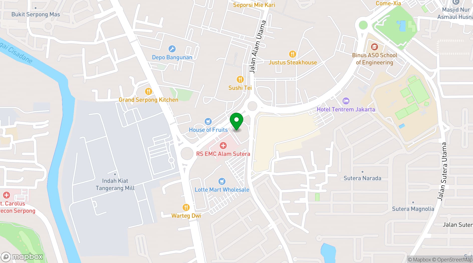 Map showing Mercure Serpong Alam Sutera