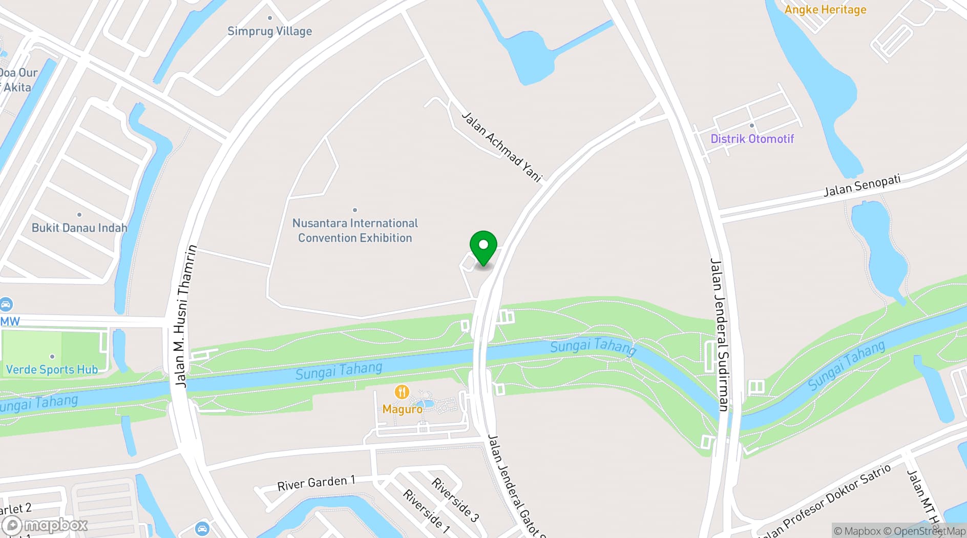 Map showing Nusantara International Convention Exhibition (NICE)