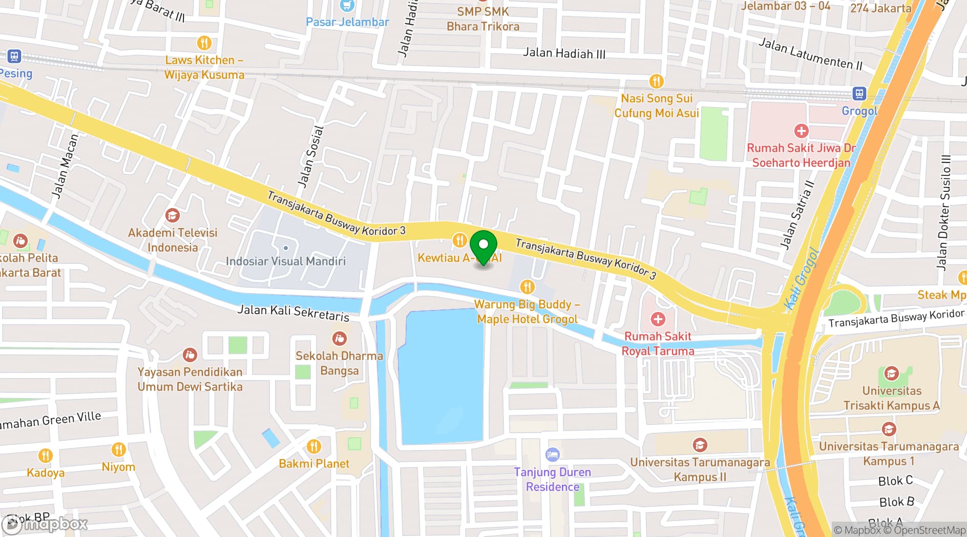 Map showing Grand Tjokro Jakarta