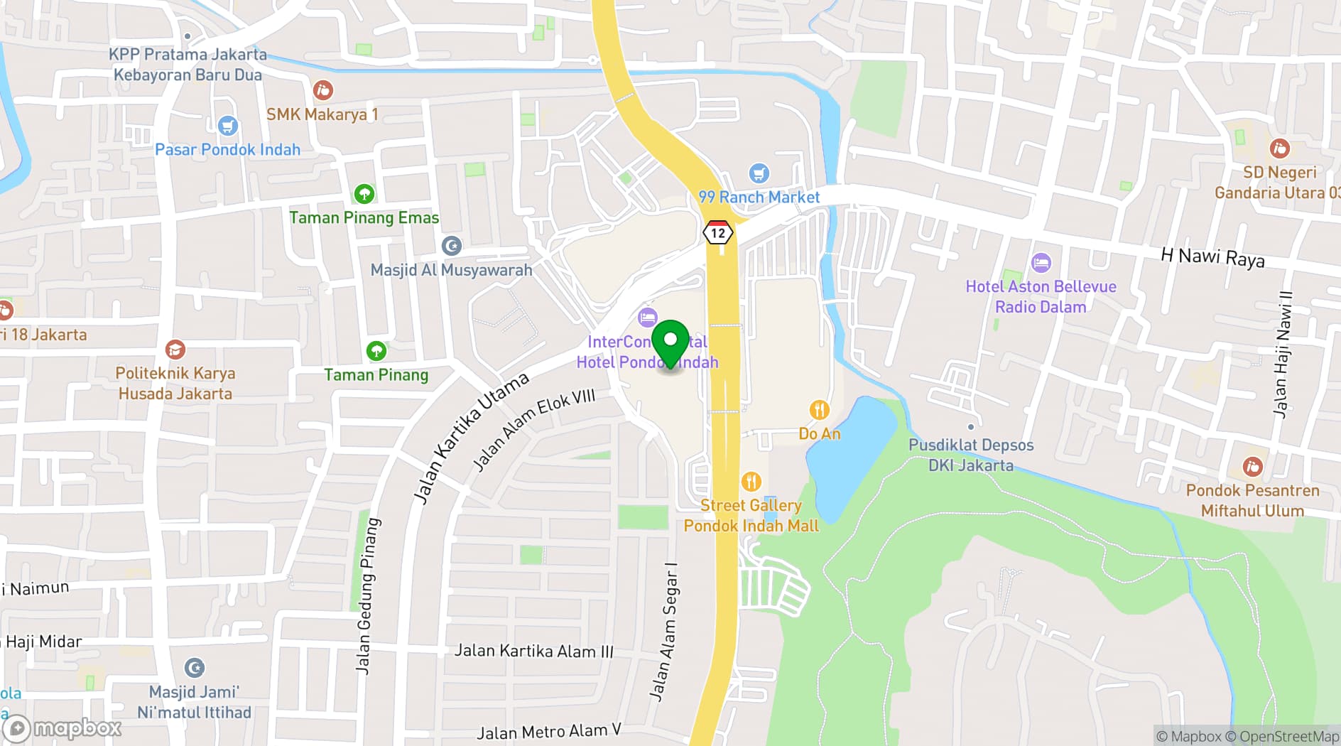 Map showing InterContinental Jakarta Pondok Indah