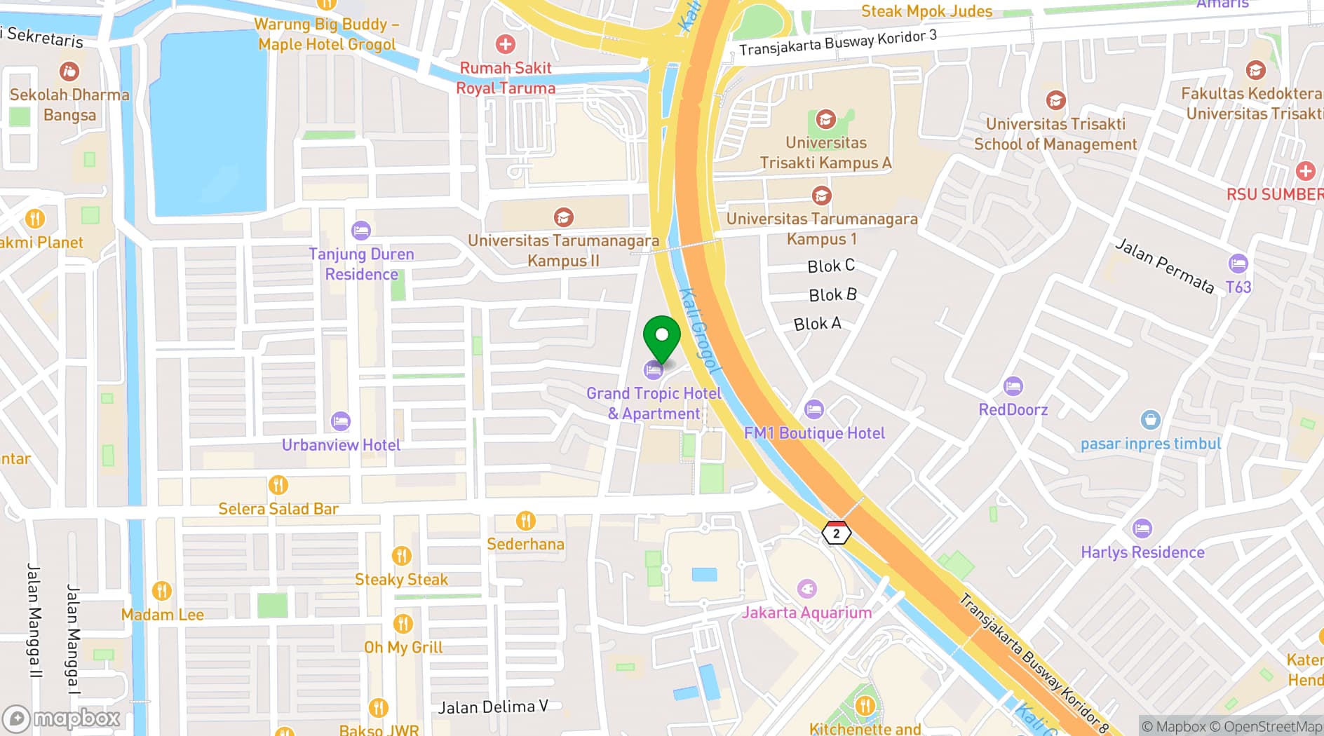 Map showing Grand Tropic Suites Hotel