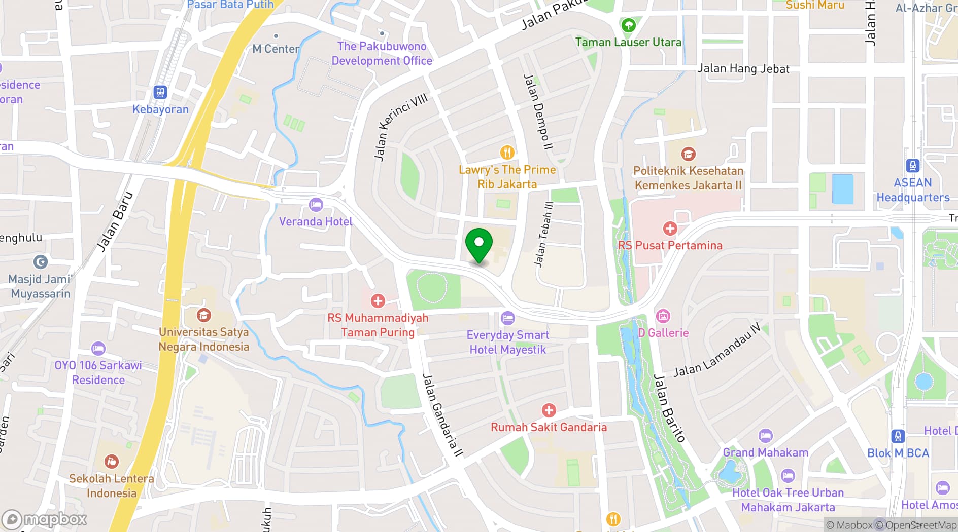 Map showing Sewa Office Space Coworking The Maja Gandaria