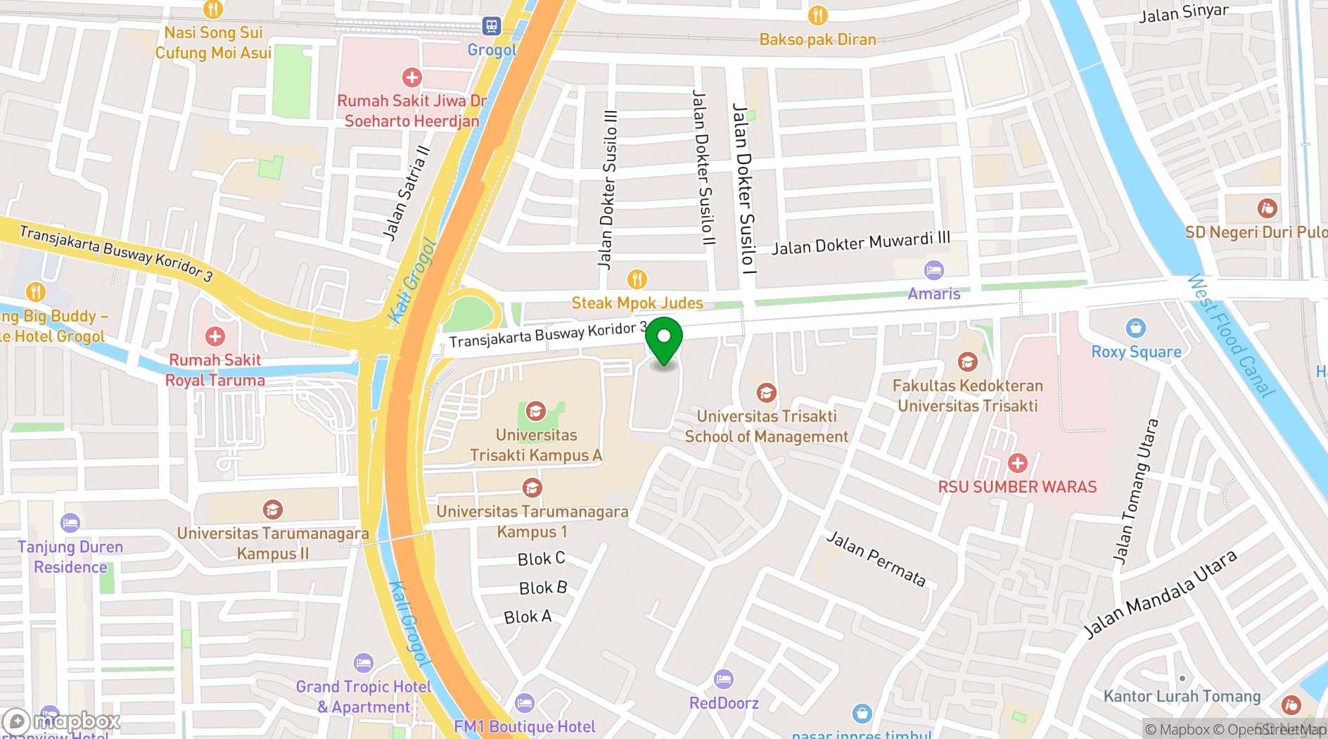 Map showing Aston Kartika Grogol Hotel & Conference Center