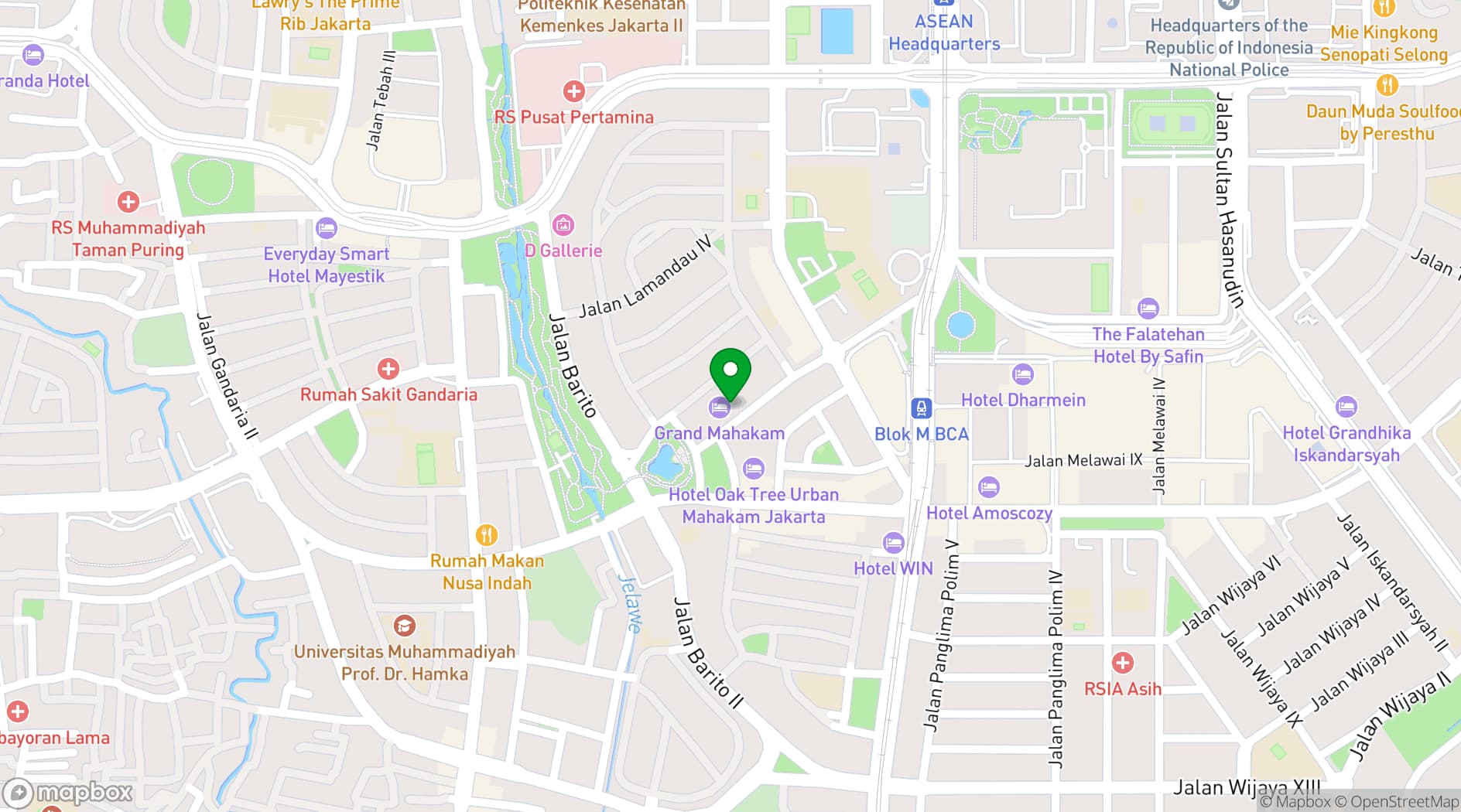 Map showing Hotel Gran Mahakam