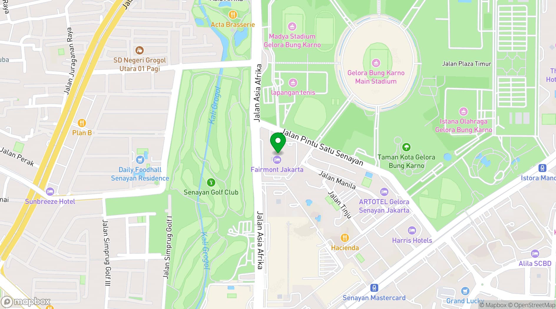 Map showing Fairmont Jakarta