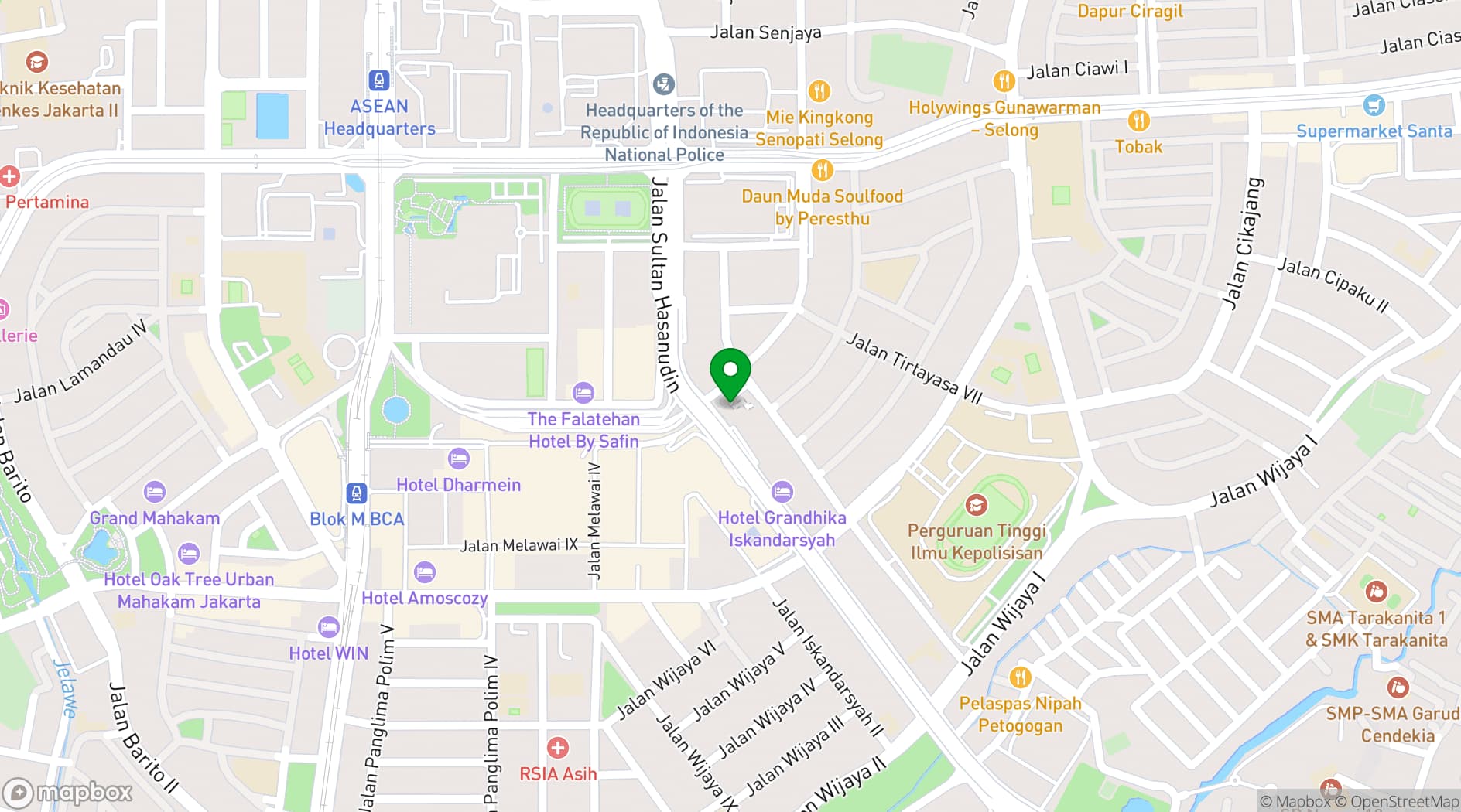 Map showing Ambhara Hotel Jakarta