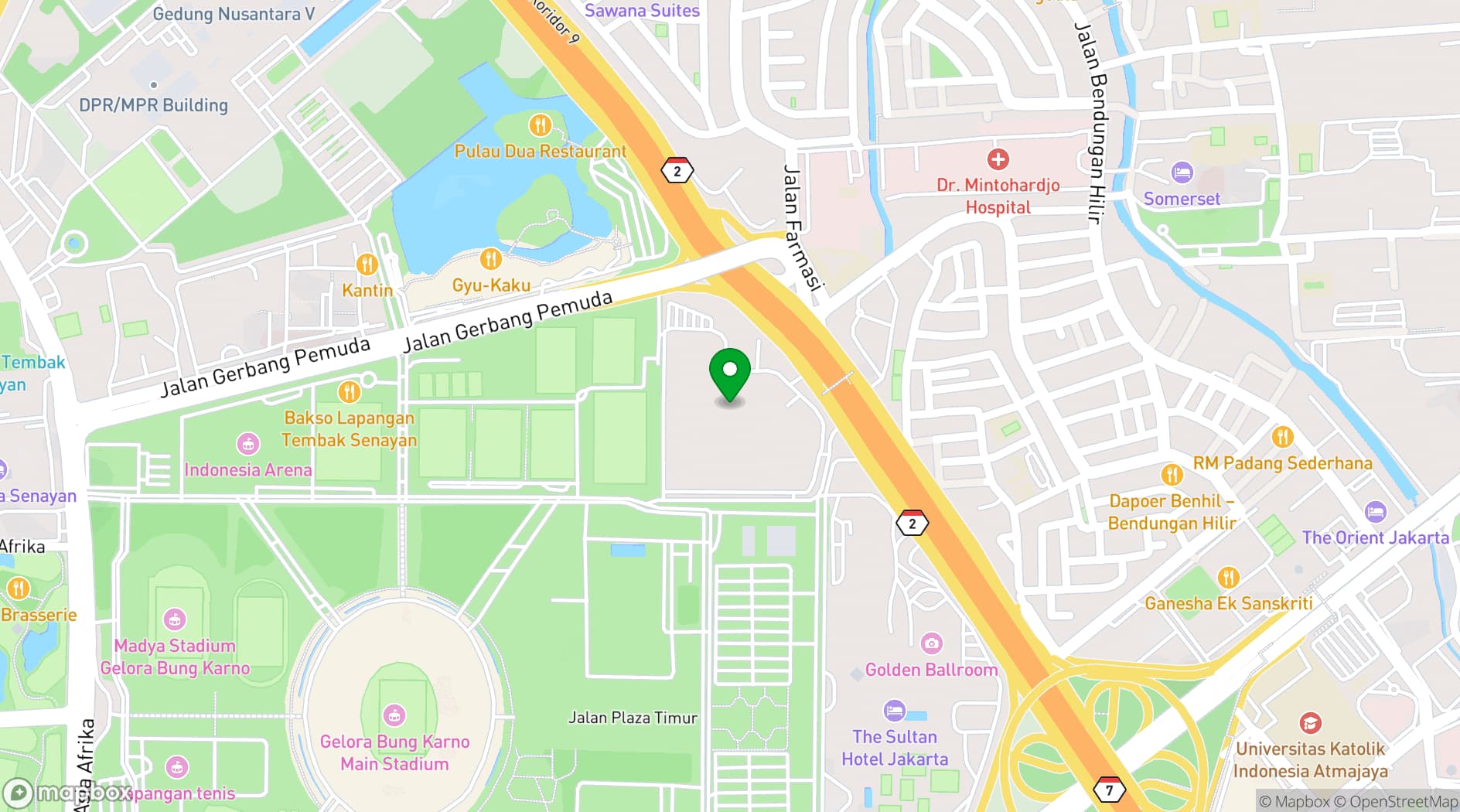 Map showing Jakarta Convention Center