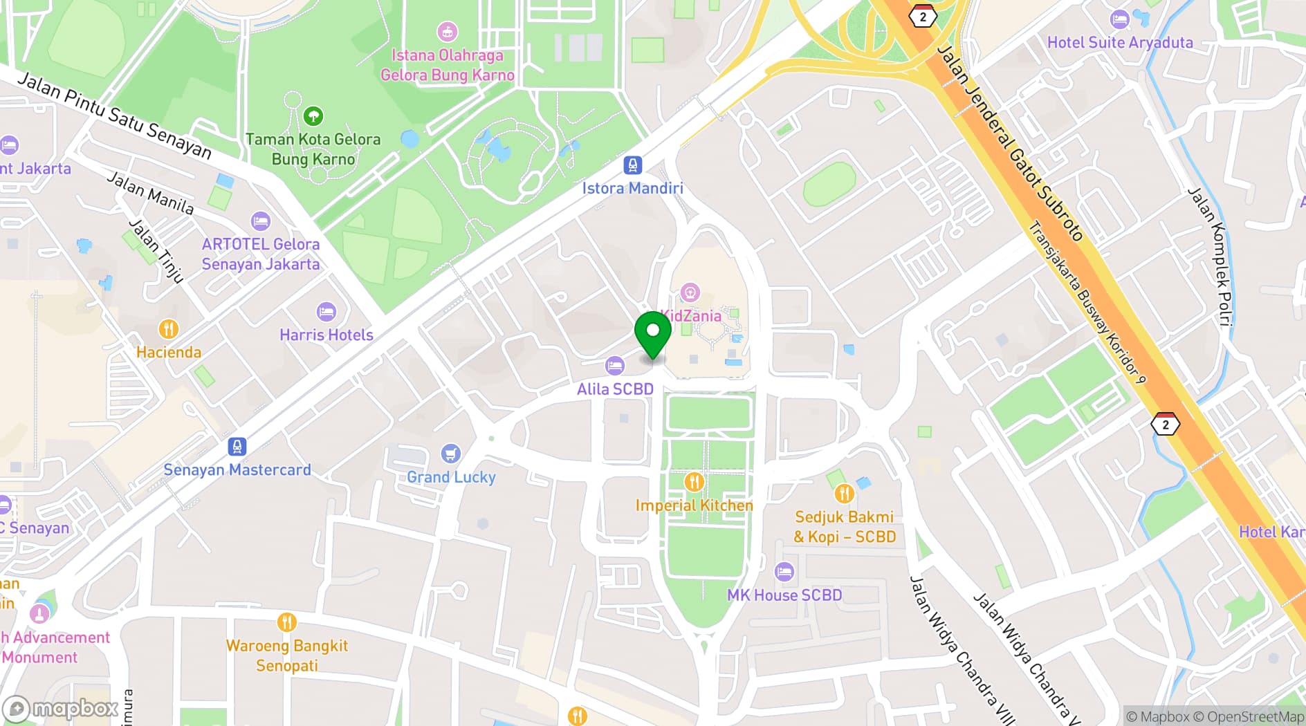 Map showing Alila SCBD Jakarta