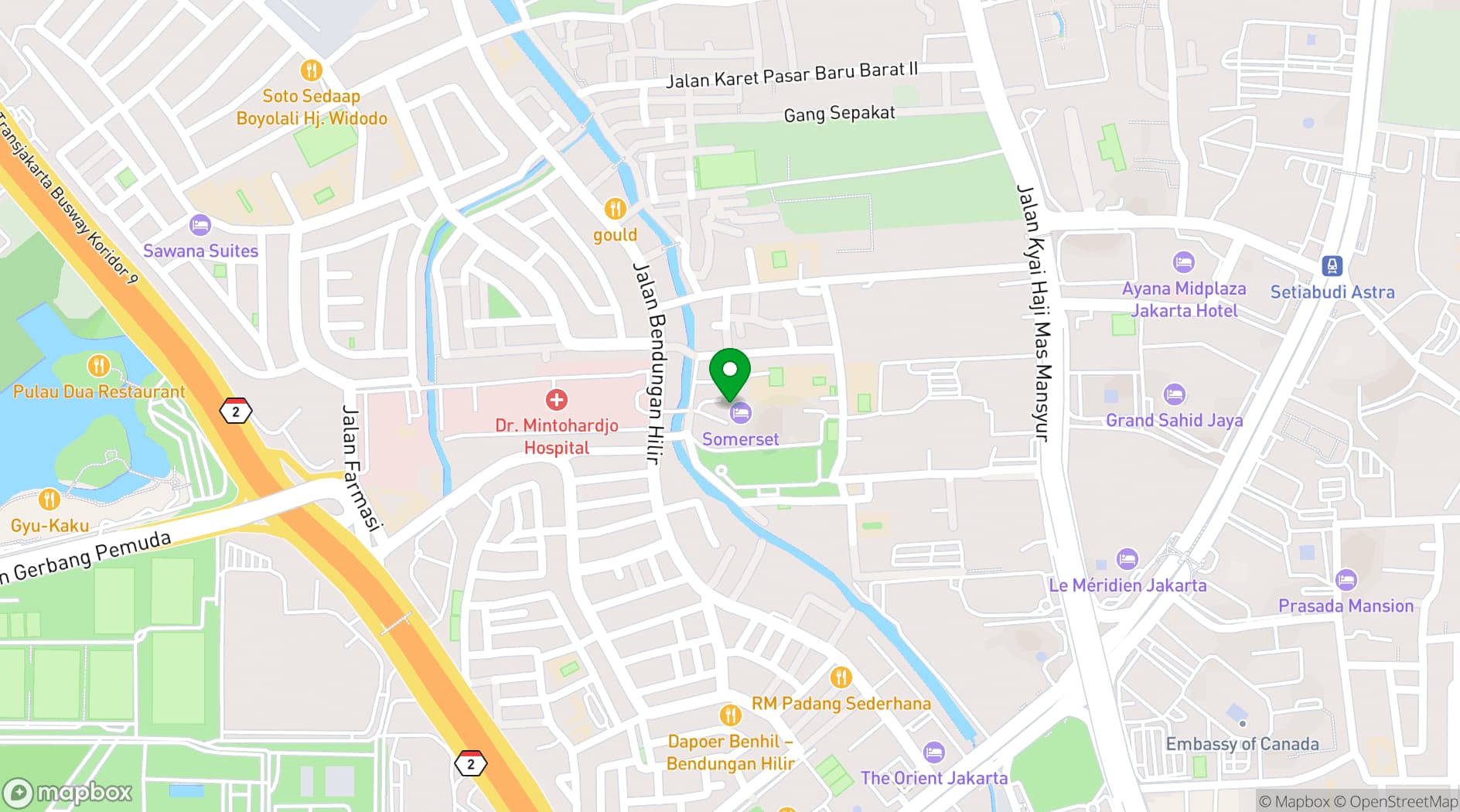 Map showing Somerset Sudirman Jakarta