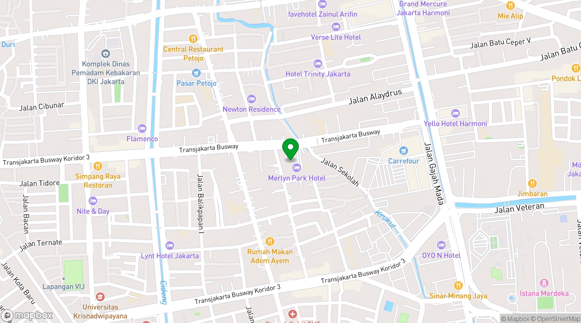 Map showing Merlynn Park Hotel