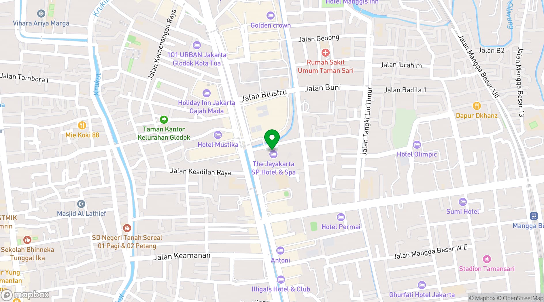 Map showing The Jayakarta SP Jakarta Hotel & Spa