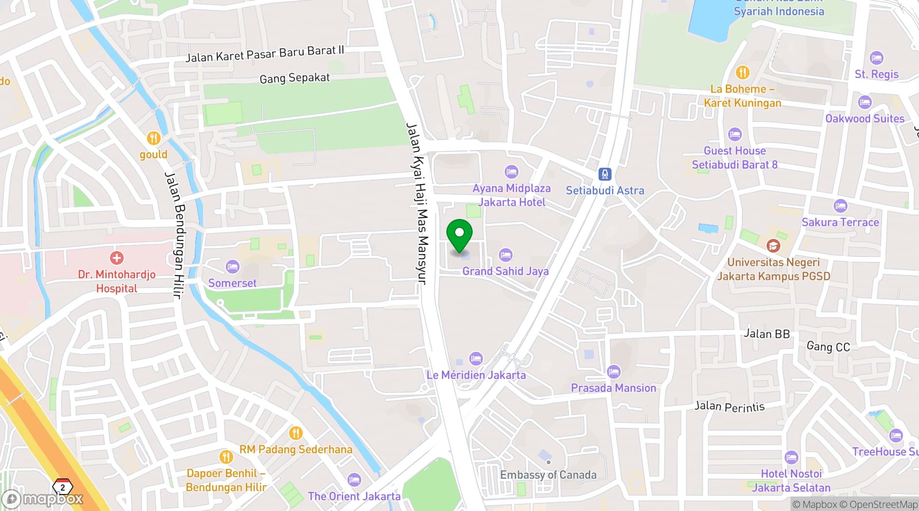 Map showing Amethyst Executive Suites