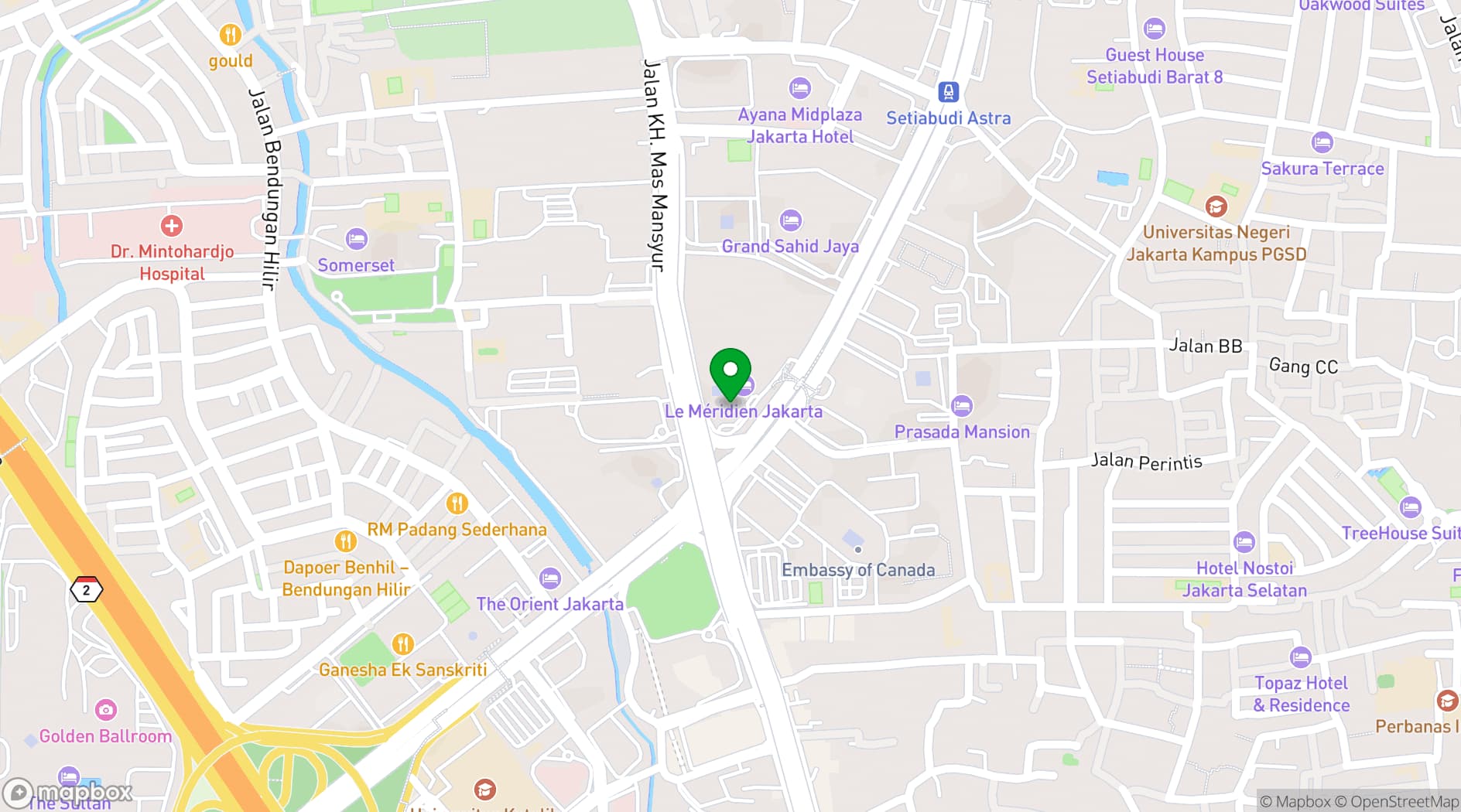 Map showing Le Méridien Jakarta