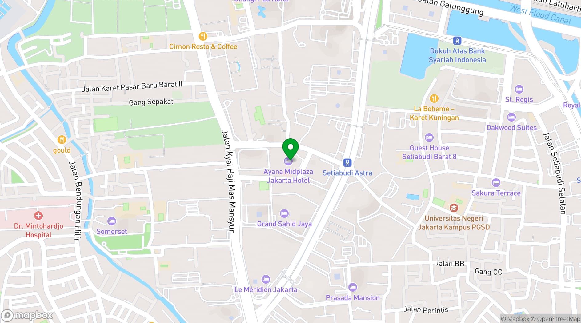 Map showing AYANA Midplaza, JAKARTA
