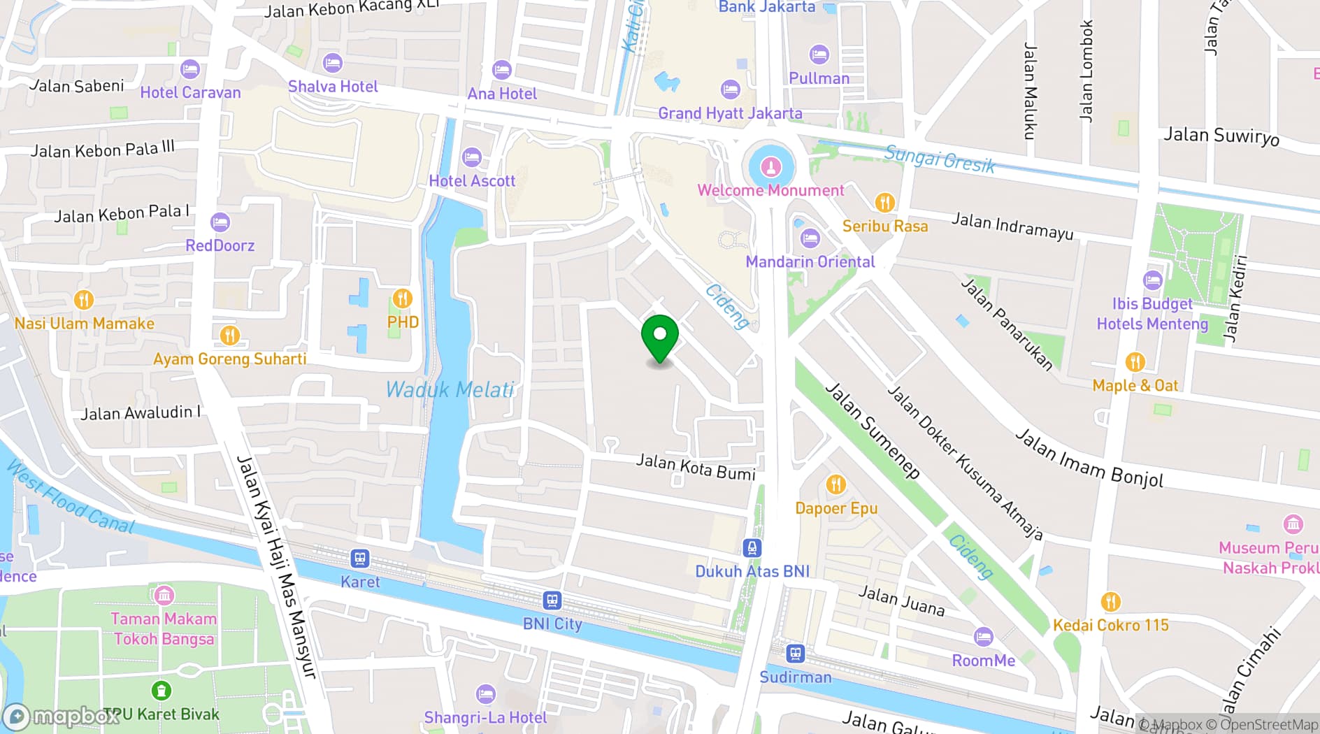 Map showing Pan Pacific Jakarta