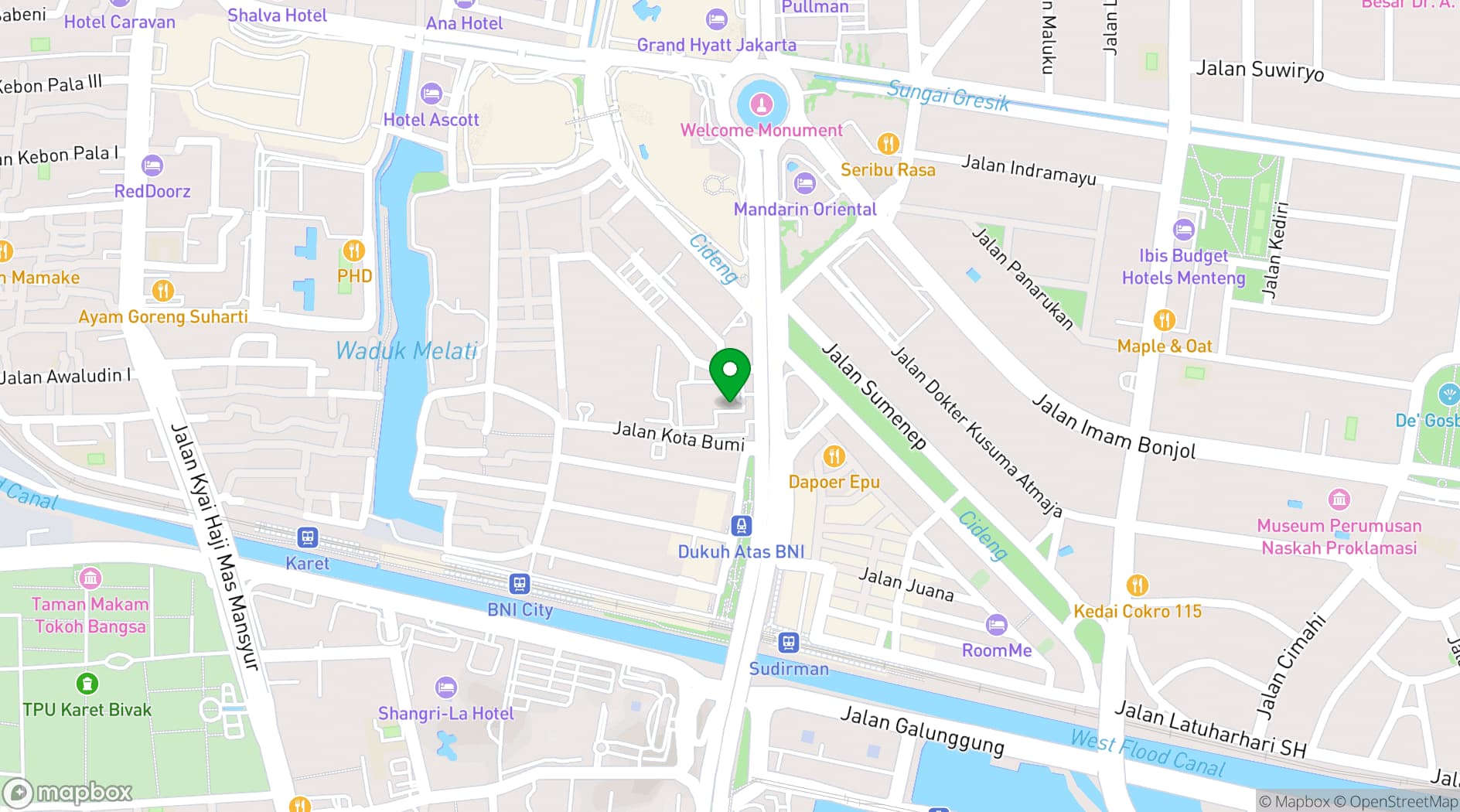 Map showing Thamrin Nine Ballroom